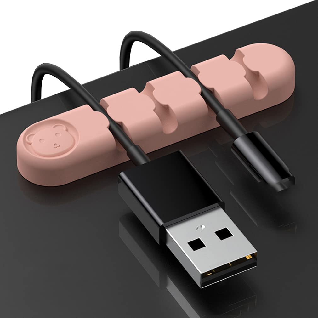 2-Pack Pink Cord Organizer Clips - Cable Management Holder for Power Cords, USB, Mouse & PC Wires - Perfect for Desk, Nightstand & Home Office Organization