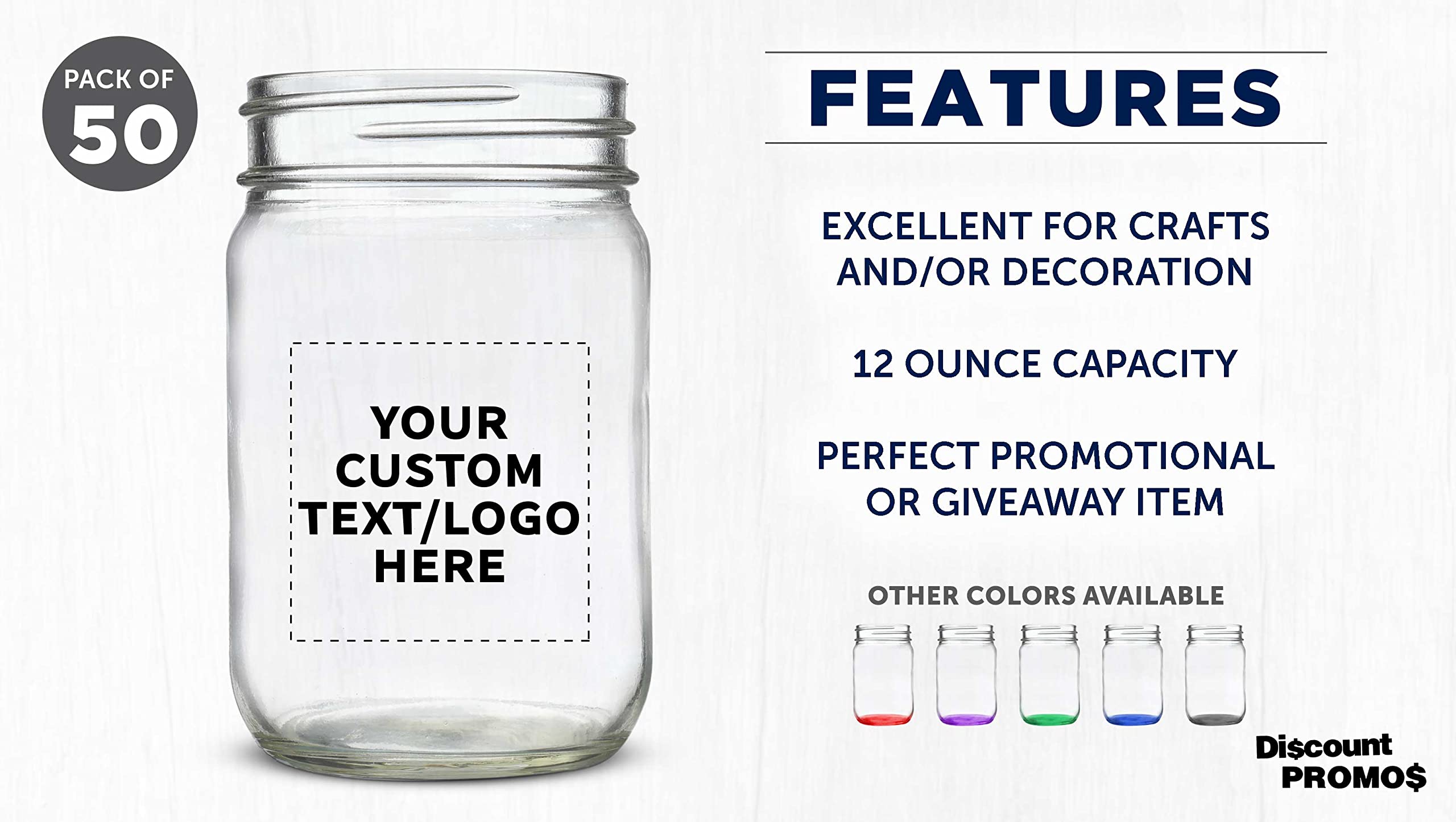 50-Pack 12oz Clear Glass Mason Jars with Lids - Bulk Custom Decorating Jars for Overnight Oats, Candies, Pickles, Spices & Beverages - Perfect for DIY Crafts, Wedding Favors, Party Decor & Kitchen Storage