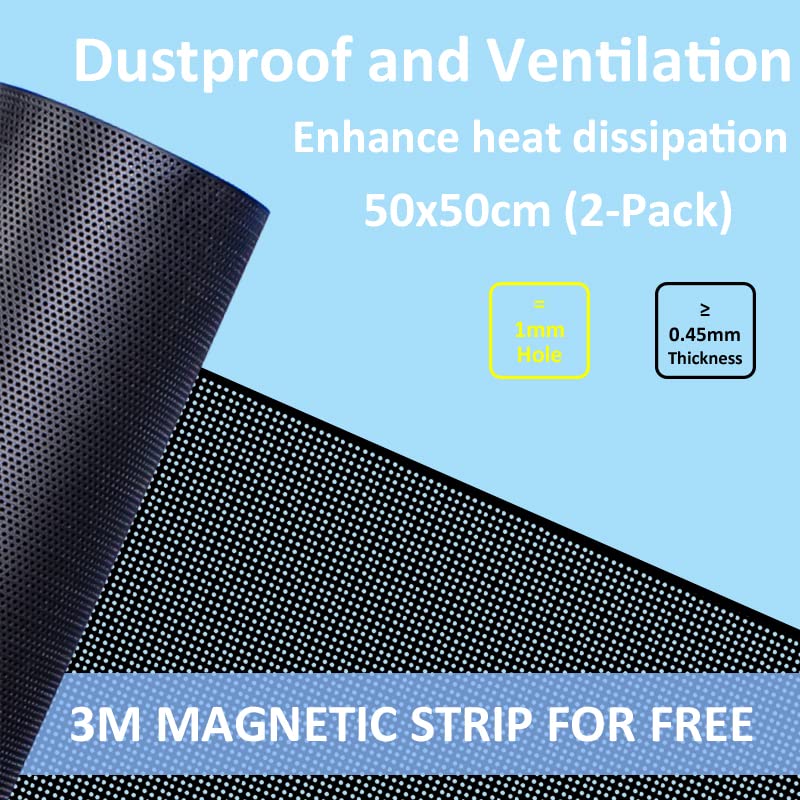 2-Pack 500x500mm (19.68inch) Magnetic PVC Dustproof Mesh Filter Cover for PC Case, Computer Chassis & Speakers - DIY Dust Protection for Gaming Rigs, Home Theater & Office Setups