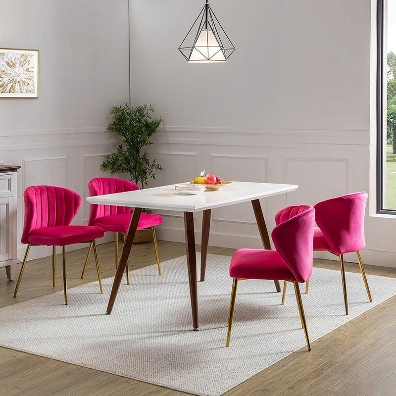 Modern Dining Chairs Set of 4 - Mid Century Metal Leg Side Chairs for Kitchen, Dining Room & Office - Aruna Contemporary Upholstered Seating