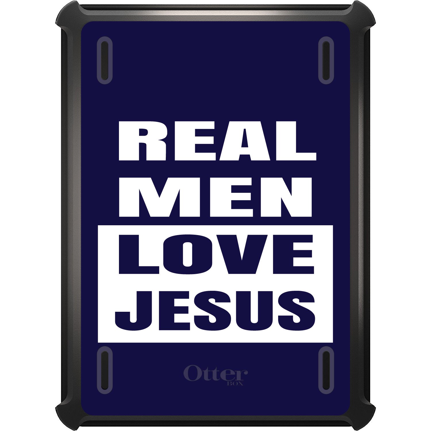 DistinctInk Protective Case for iPad Mini 5 (5th Generation 2019) - Black Replacement Cover with Stand | Compatible with OtterBox Defender | Christian Navy Blue Design - Perfect for Daily Use, Travel & Bible Study