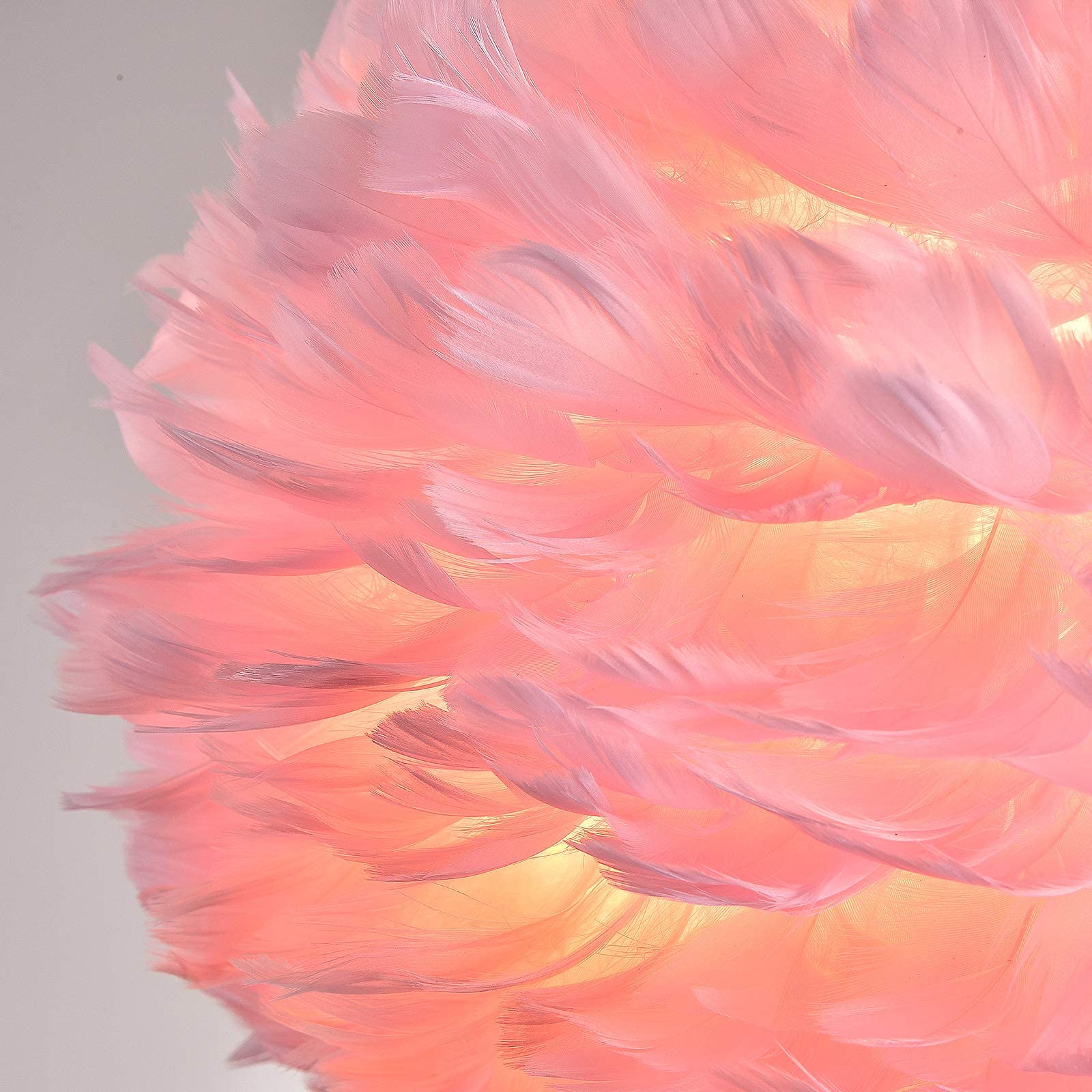 Nordic Feather Chandelier - 3-Light Modern Romantic Ceiling Hanging Lamp with Pink Art Feather Shade, 17.7 Inch for Girls Bedroom, Living Room, Dining Room | Perfect for Boho Chic Decor, Wedding Venues & Cozy Home Lighting