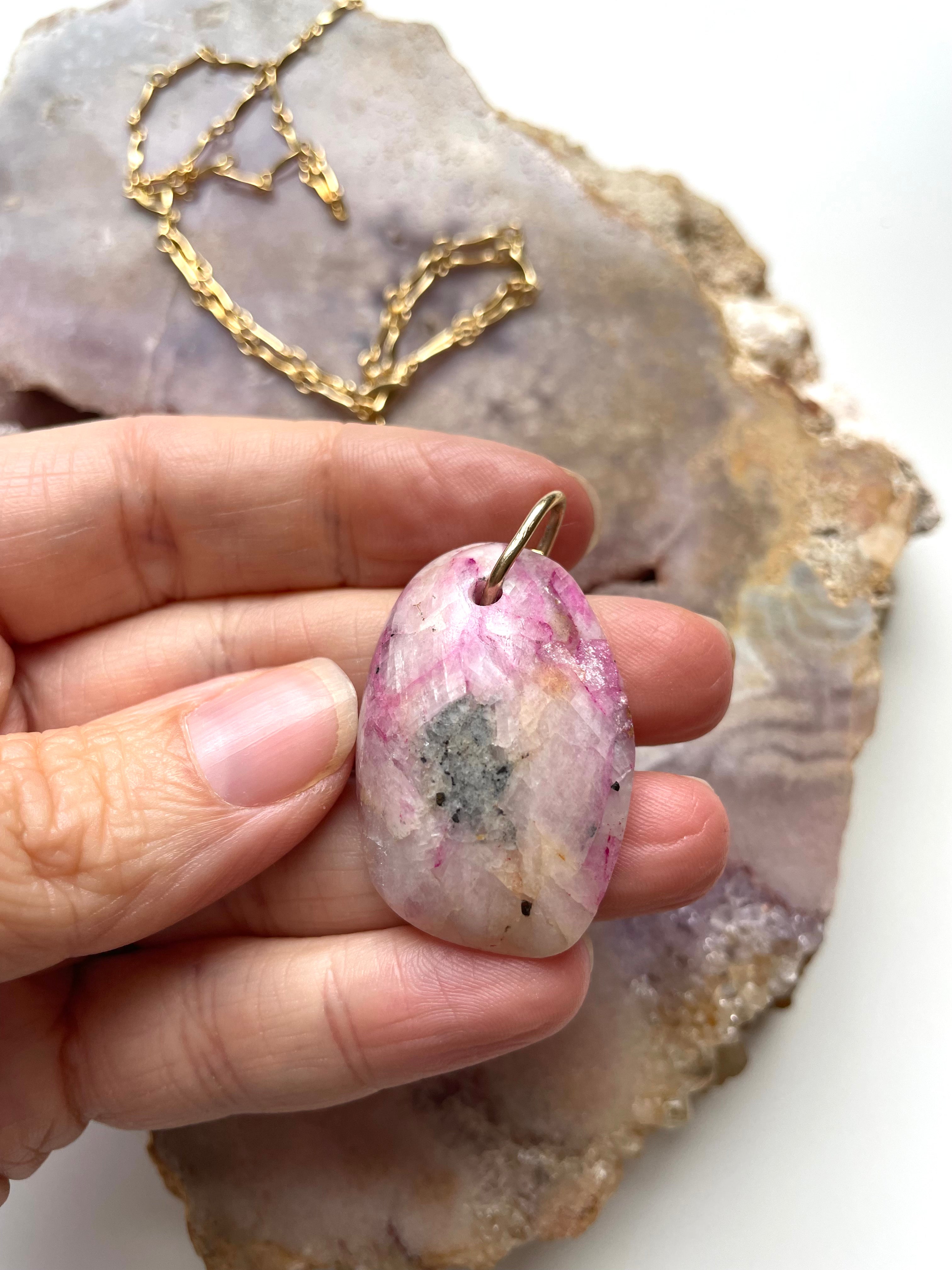 Pink Cobalto Calcite Statement Necklace - Handmade Gemstone Jewelry for Women, Boho Chic Necklace for Party, Wedding & Special Occasions