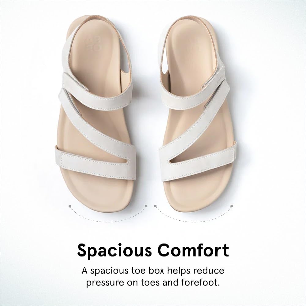 ABEO Women's Oasis Orthopedic Sandals with Arch Support - Plantar Fasciitis Relief Comfortable Wedge Heel Summer Sandals for Walking, Travel & Beach (Blue)