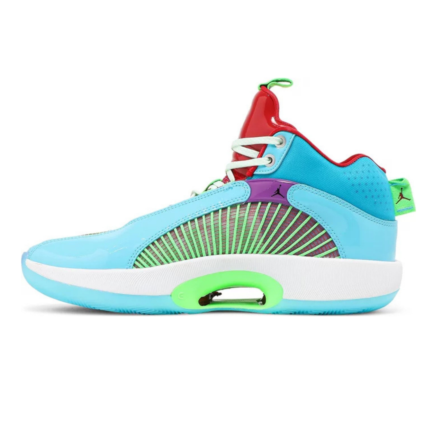Jordan XXXV Jayson Tatum Women in Power PE Basketball Shoes - Light Blue, Lime & Red Colorway - Perfect for Court Performance & Streetwear Fashion