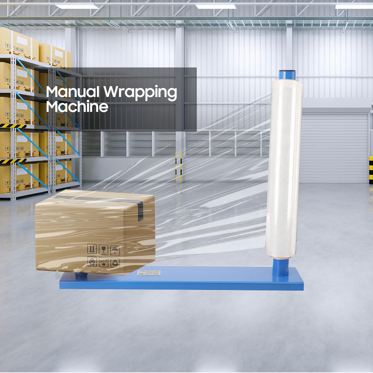 Manual Stretch Film Wrapping Machine - Handheld Packing Dispenser for Warehouse, Factory, Logistics & Shipping - Durable Packaging Tool for Express Stations, Supermarkets & Industrial Use