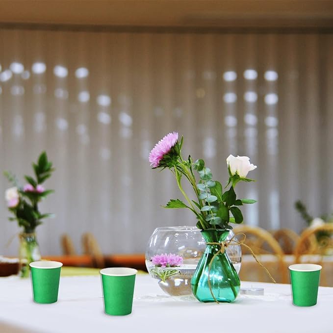 Eco-Friendly Green Disposable Paper Cups for Kids Birthday Party, Wedding, Picnic, BBQ & Travel Events - 20 Pack | Perfect for Outdoor Gatherings & Celebrations