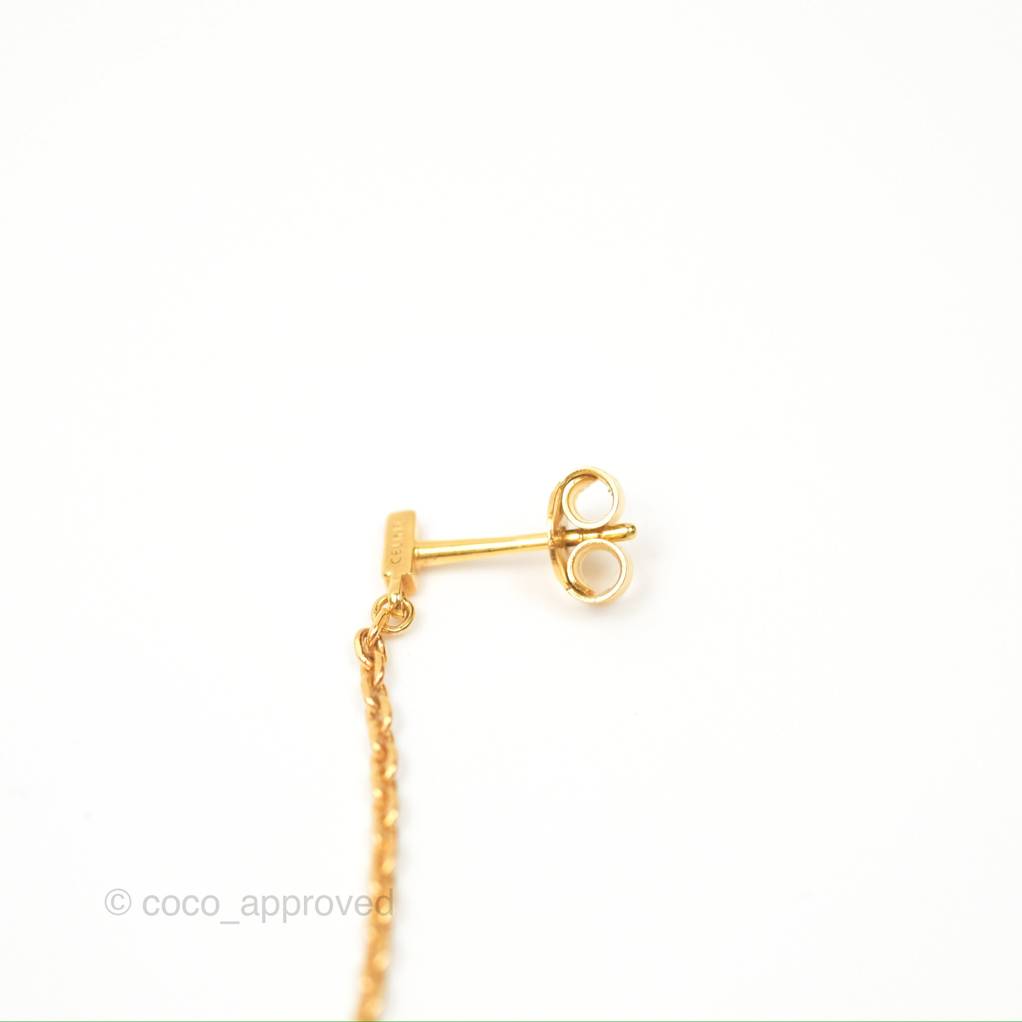 Celine Mini Triomphe Drop Earrings in Gold - Elegant Dangling Jewelry for Women, Perfect for Parties, Weddings & Special Occasions