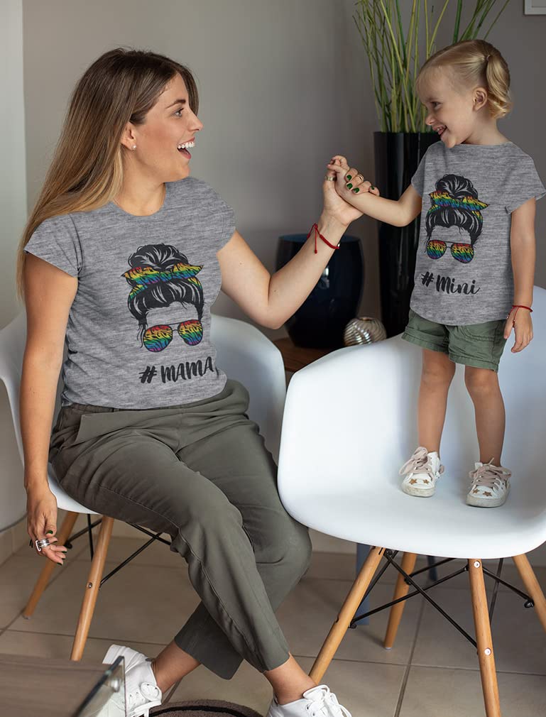 Matching Mother Daughter T-Shirts Set - Rainbow Print Mommy and Me Outfits for Women & Girls | Fun Family Matching Outfits for Holidays, Photos & Special Occasions
