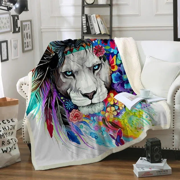 Cozy Soft Sherpa Blanket for Winter - Lazy Lion Vibes Plush Throw for Couch, Bed & Travel - Warm & Comfortable Home Decor Gift
