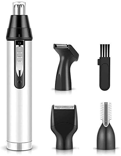 KouRy Professional Painless Nose Hair Trimmer for Men - USB Rechargeable 4-in-1 Grooming Kit with Ear Hair Trimmer - Waterproof & Hypoallergenic - Perfect for Travel, Home & Office Use - Ideal Gift for Dad, Husband & Boyfriend