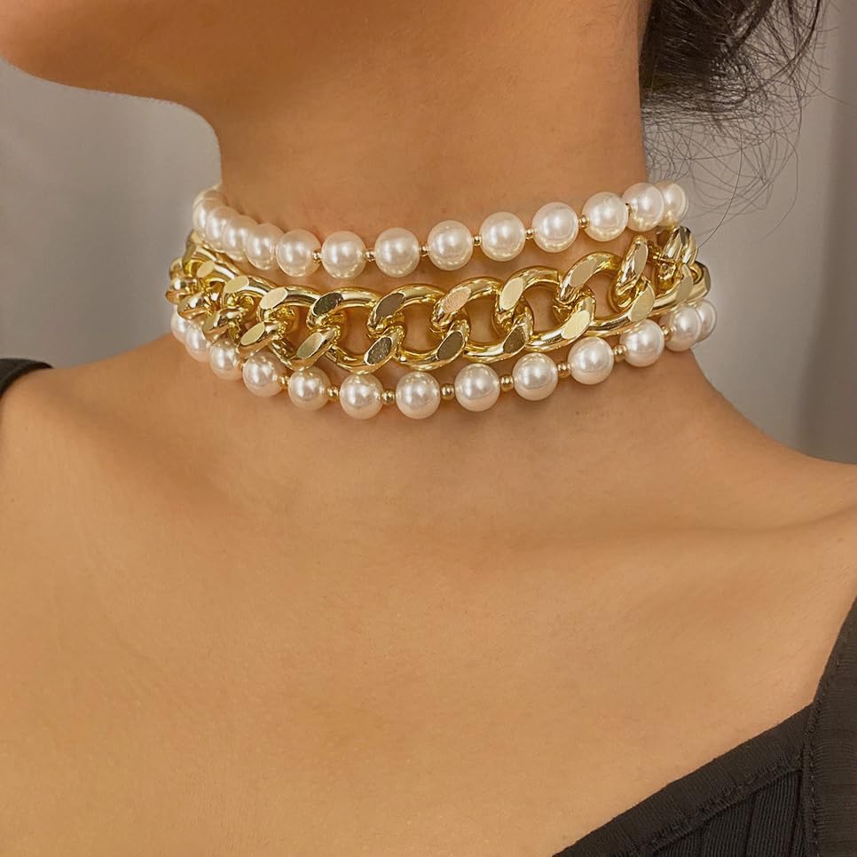 CLOACE Boho Choker Necklace - 18K Gold Plated Cuban Link Chain for Women & Girls | Trendy Fashion Jewelry for Parties, Weddings & Everyday Wear
