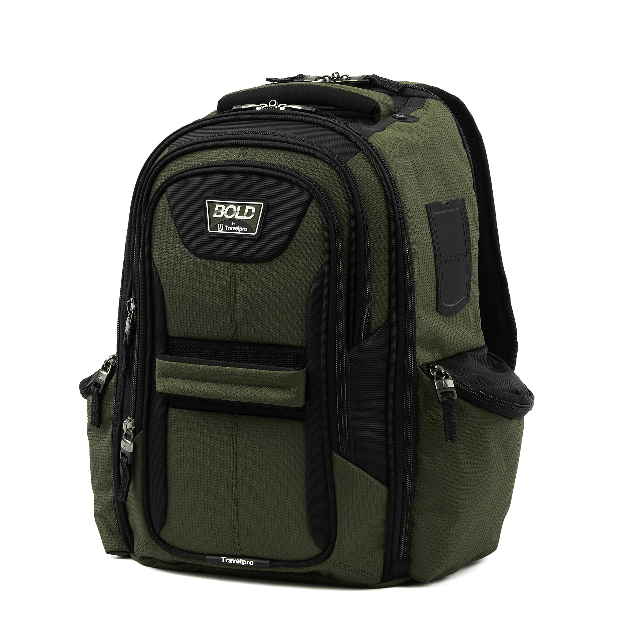 Travelpro Bold Lightweight Laptop Backpack for Men & Women - 17 Inch Laptop Compartment, Olive Green/Black, Water Resistant Business Travel Backpack - Perfect for Commuting, Airplane Carry On & Office Use