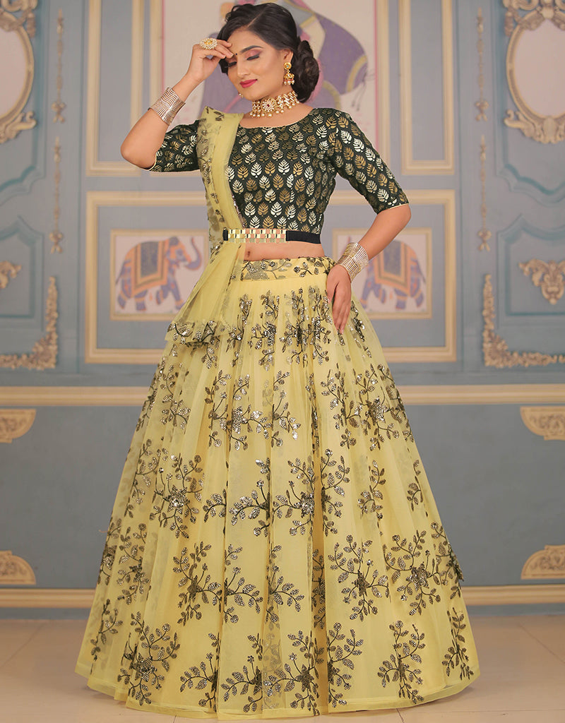 Elegant Black Net Lehenga Choli for Women - Traditional Indian Bridal Dress for Weddings & Festivals - Perfect for Diwali, Sangeet & Mehendi Ceremonies