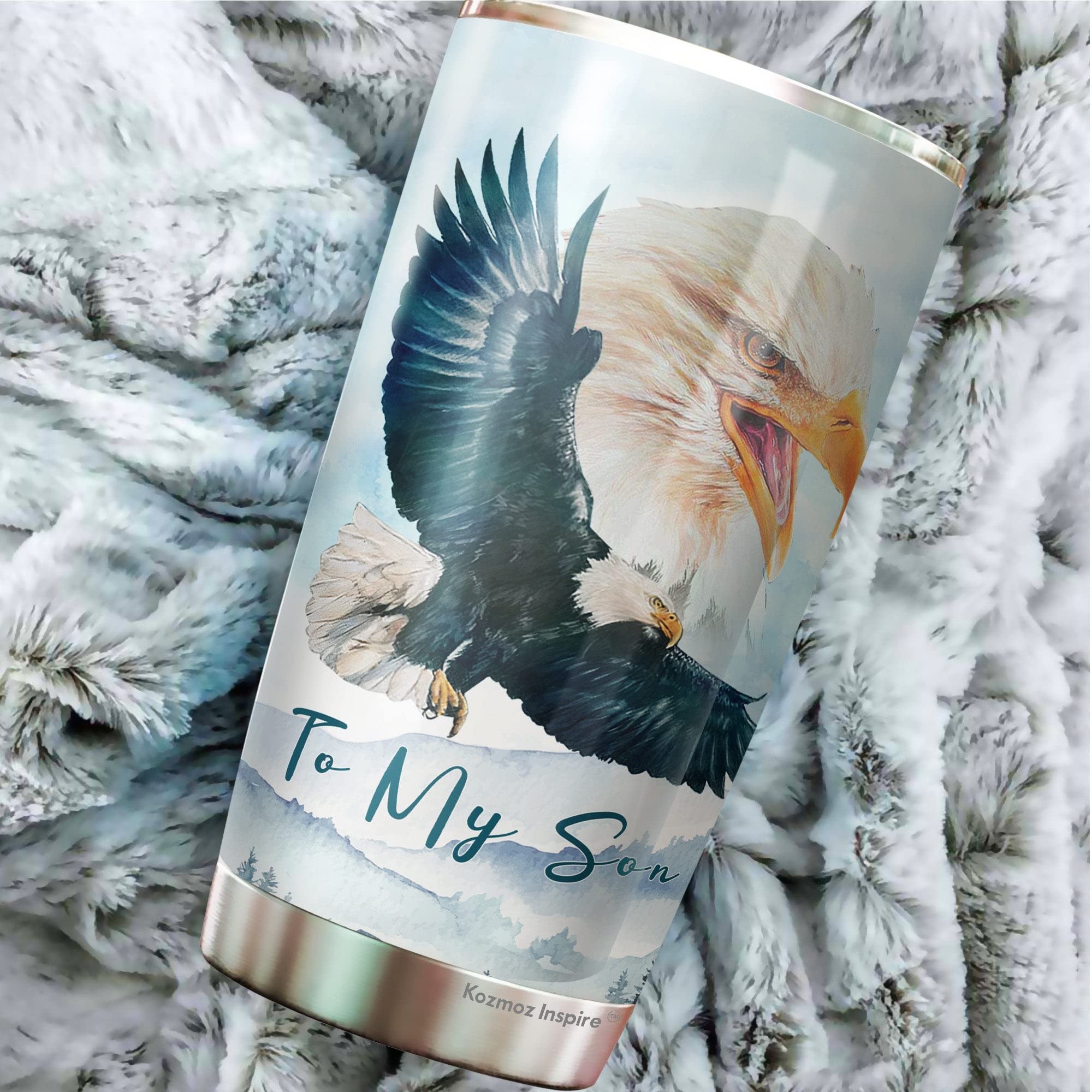 Kozmoz Inspire To My Son 20oz Insulated Tumbler - Personalized Gift from Mom and Dad - Motivational Present for Boys - Perfect for School, Sports & Outdoor Activities