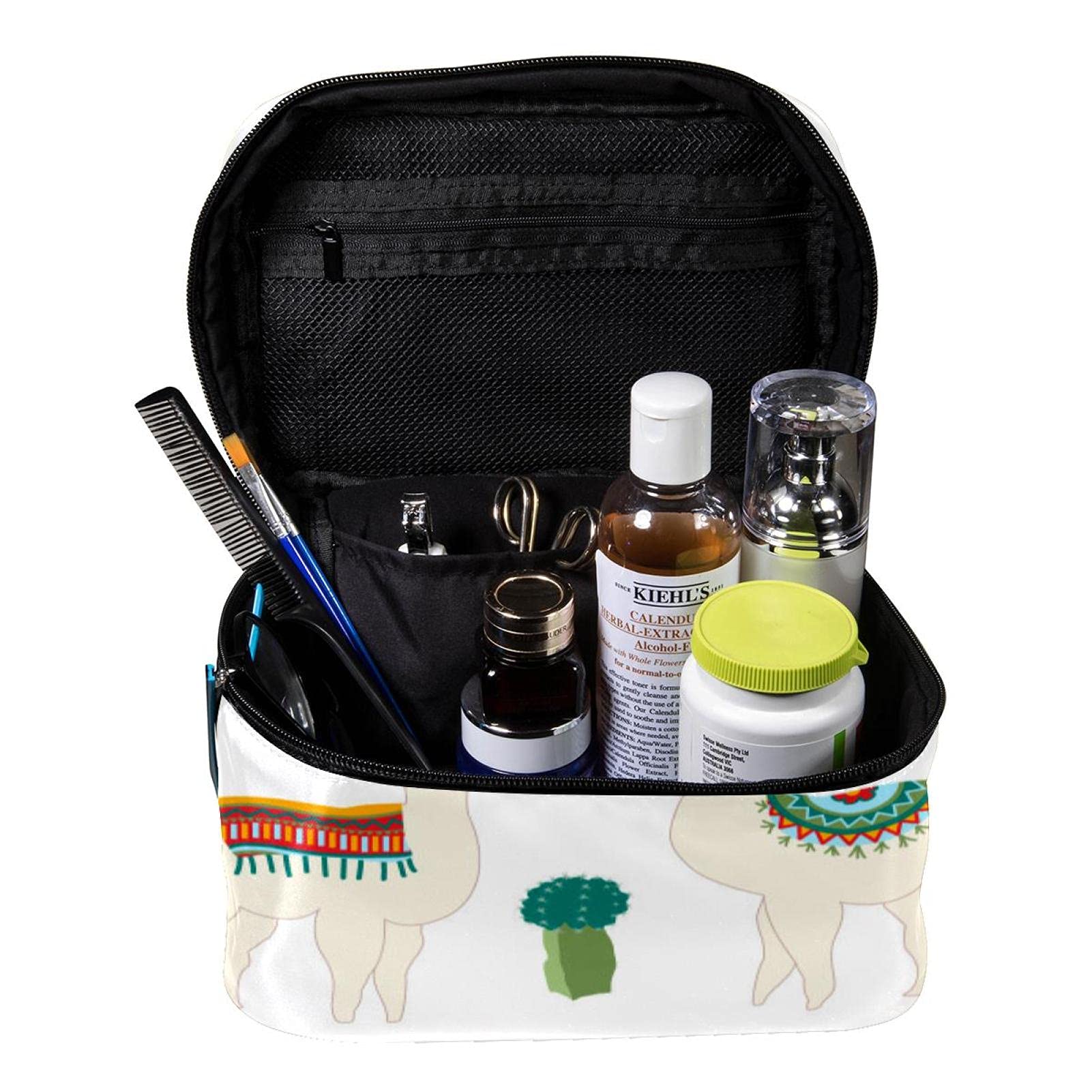 Stylish Large Llama Cactus Makeup Bag - Waterproof Travel Cosmetic Organizer with Zipper for Women & Girls | Perfect for Vacation, Gym, Beach Trips & Daily Essentials Storage
