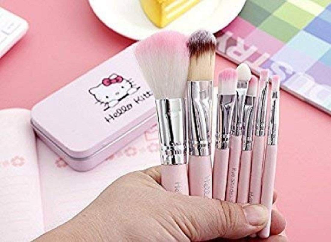 Angelie 6171 Professional Makeup Kit - 7Pcs Makeup Brush Set & 2Pcs Blender Puff (Pink) | Perfect for Travel, Bridal Makeup & Everyday Beauty Routine