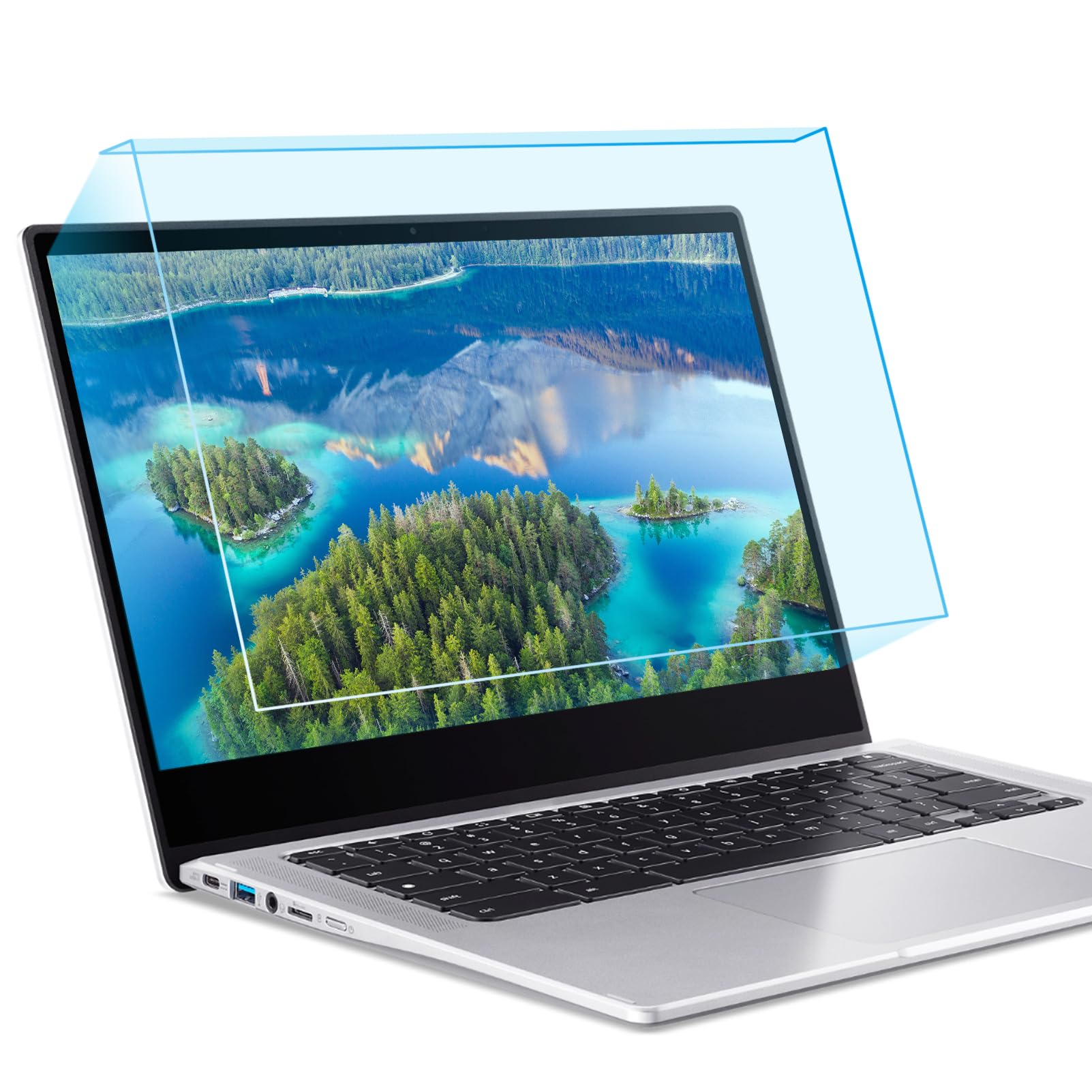 F FORITO 14 Inch Blue Light Blocking Laptop Screen Protector - Anti-Glare Eye Protection Hanging Acrylic Panel for 14