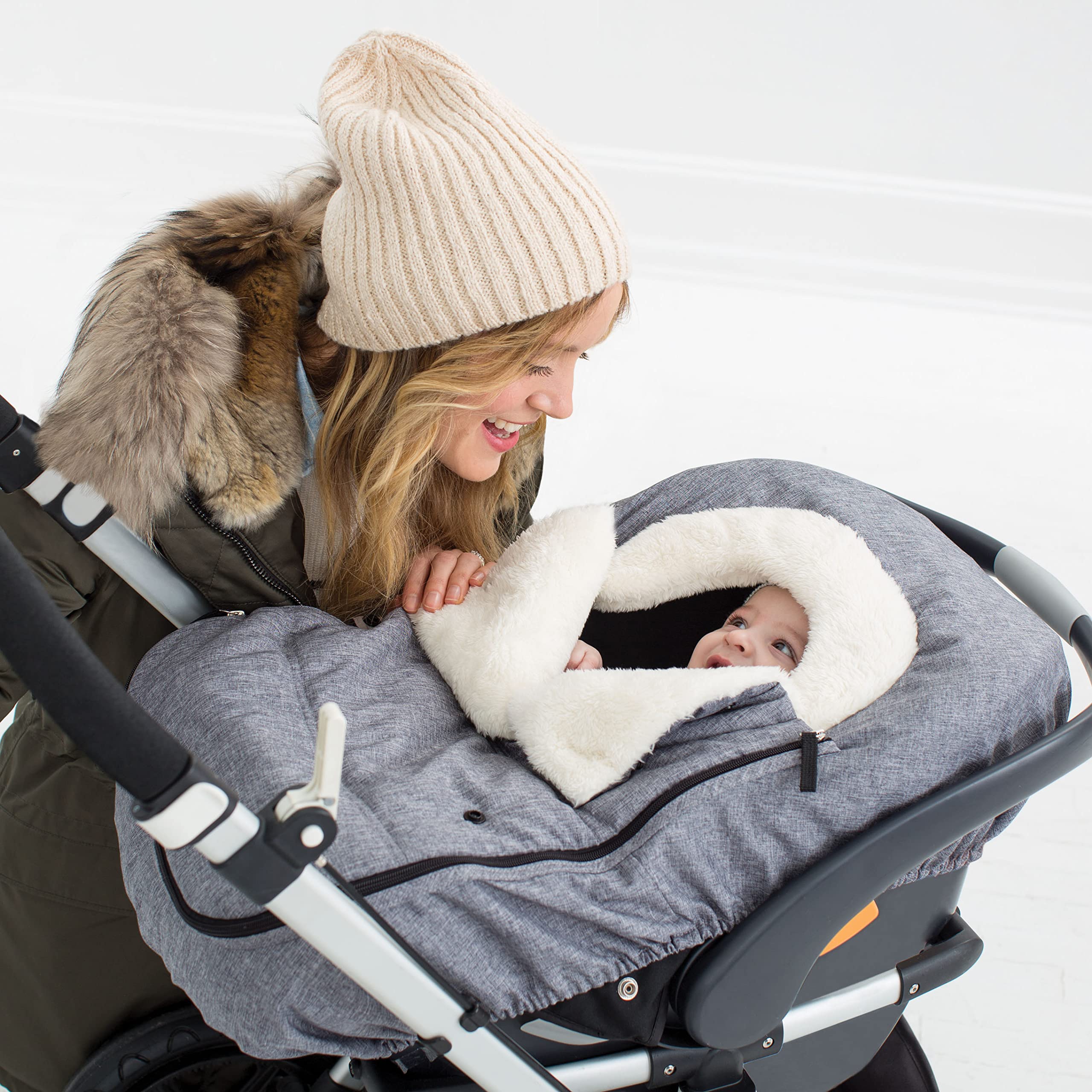 Skip Hop Winter Car Seat Cover for Baby - Stroll & Go Insulated Infant Car Seat Protector, Heather Grey - Perfect for Cold Weather & Outdoor Strolls