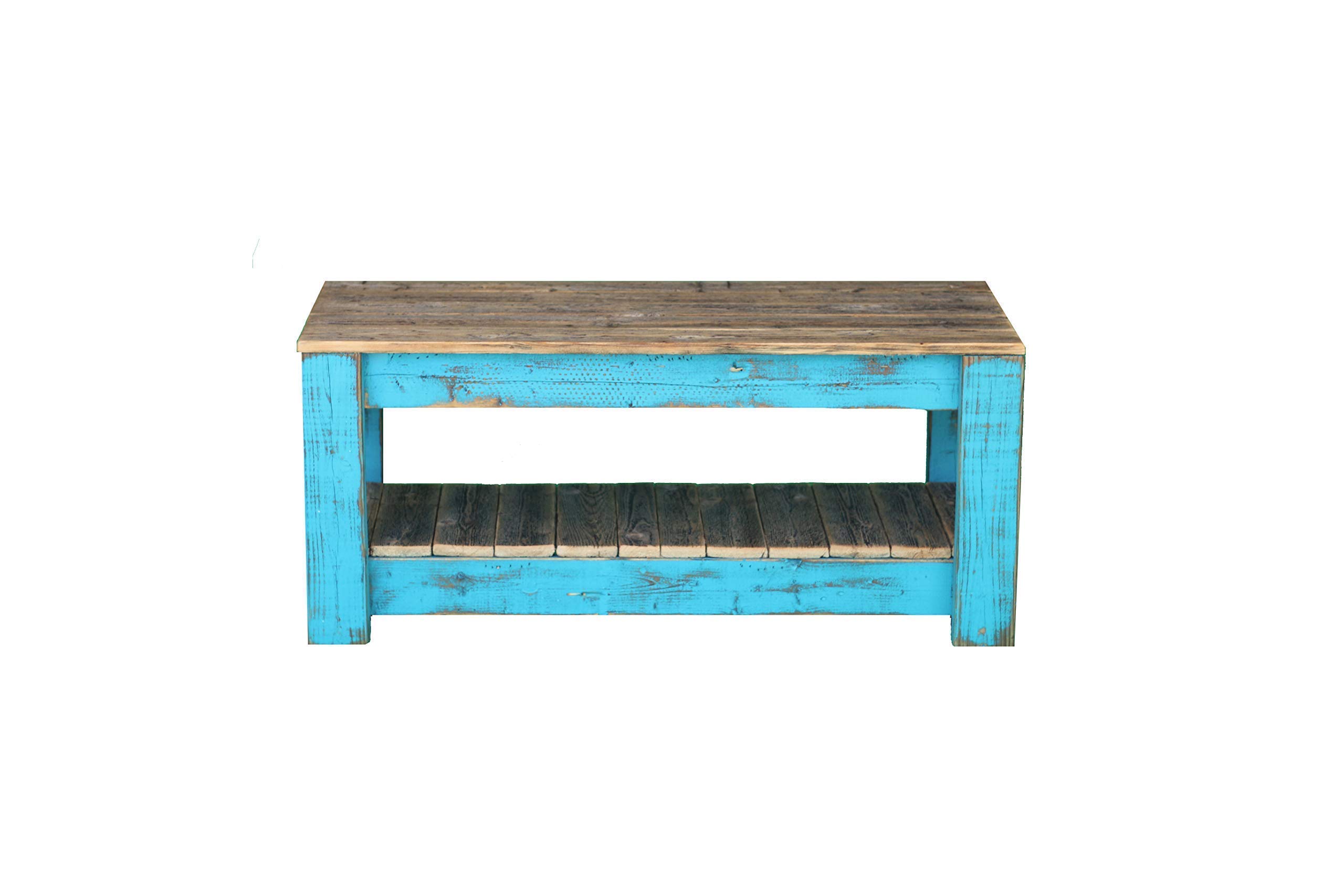 Turquoise Coffee Table with Shelf - Modern Living Room Furniture for Small Spaces | Stylish & Functional Home Decor for Apartments & Condos