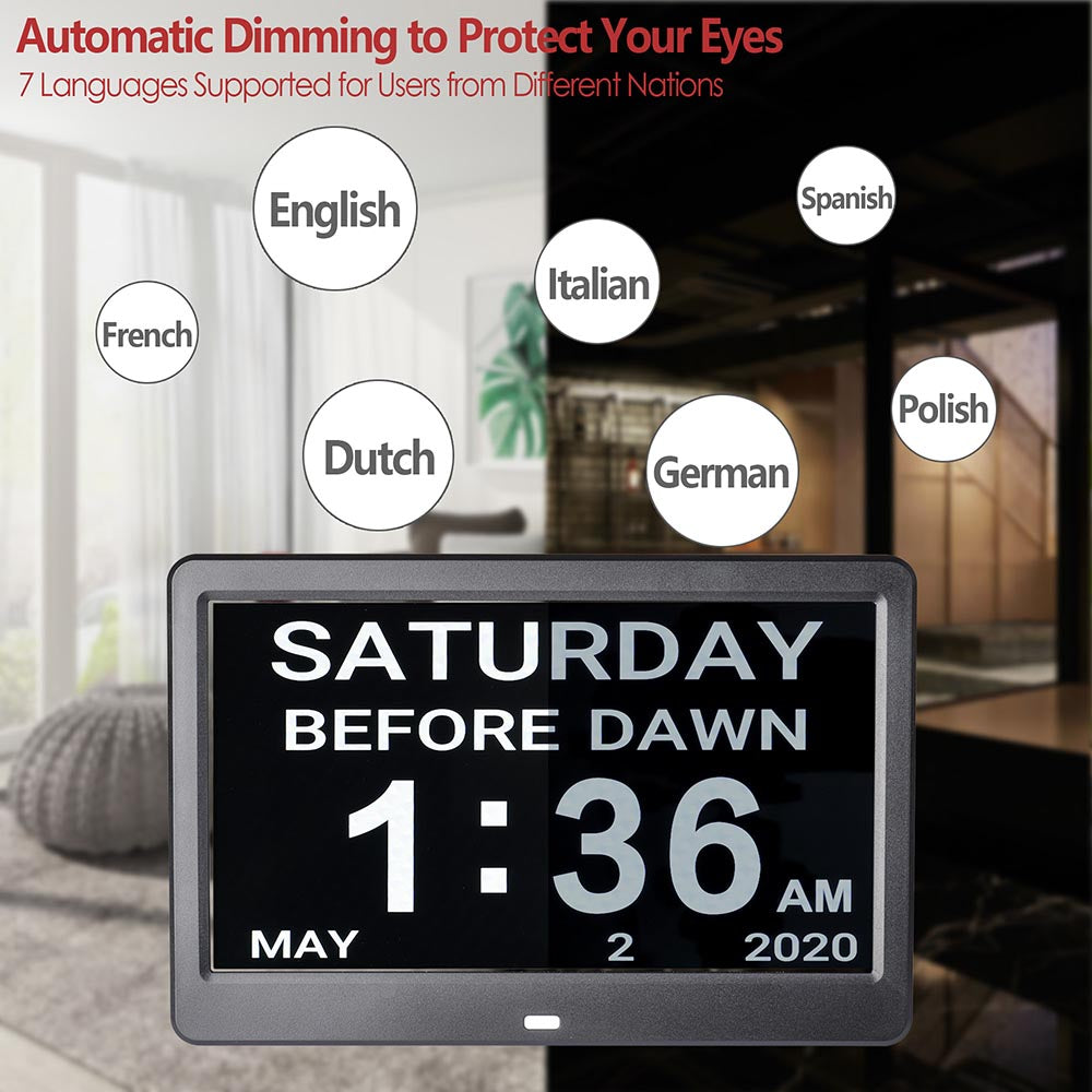 TheLAShop Large Digital Alarm Clock with Temperature Display - Easy-to-Read 10