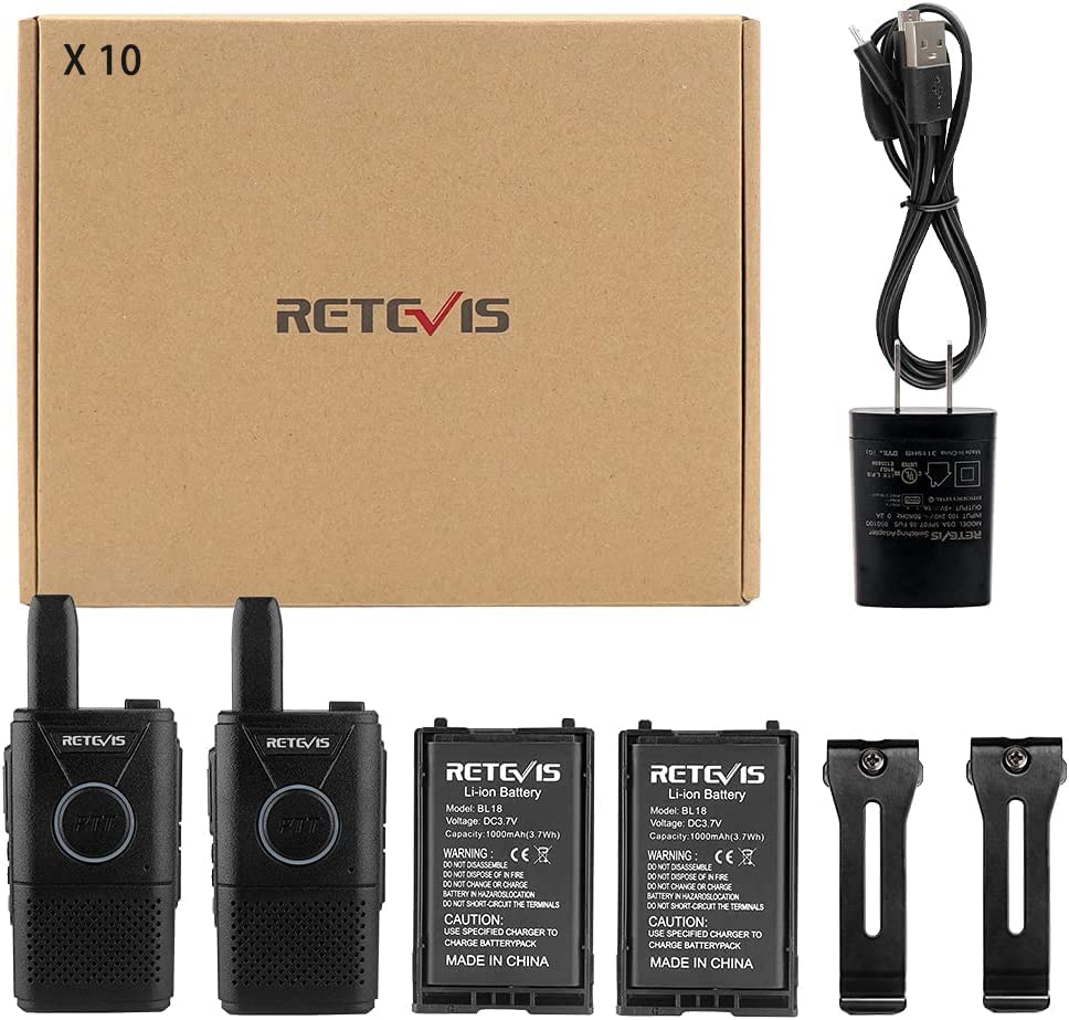 Retevis RT18 20-Pack Rechargeable Long Range Two-Way Radios with Dual PTT, LED Display & VOX Hands-Free - Compact Walkie Talkies for Business, School, Healthcare Teams (Commercial Use, Construction Sites, Event Coordination, Emergency Communication)