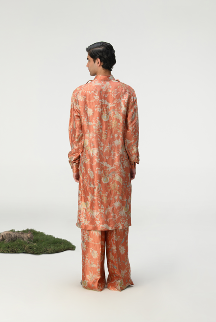 Exquisite Palazzo Silk Brocade Coral Fabric - Luxury Home Decor & Fashion Material for Dresses, Curtains, and Upholstery