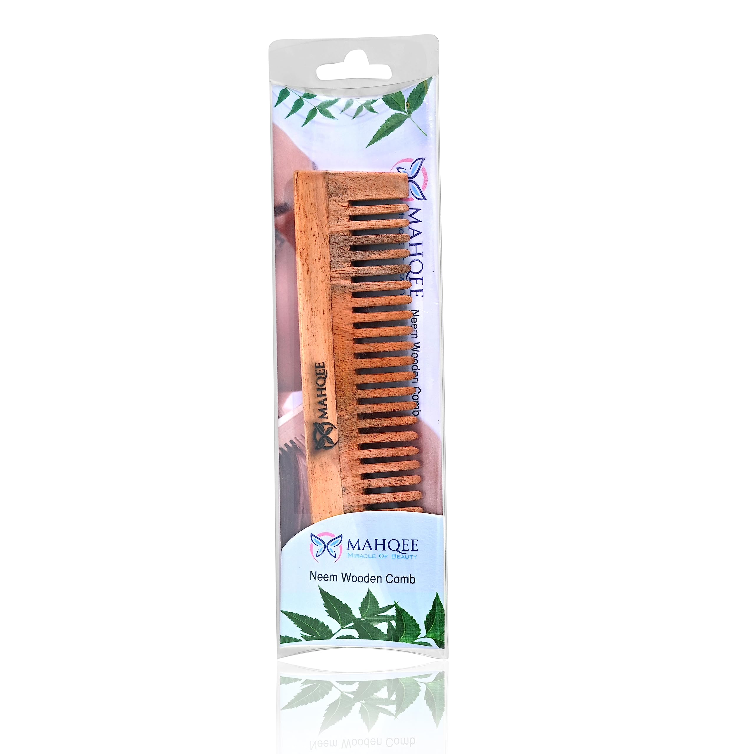 MAHQEE BEAUTY CARE Neem Wood Comb for Hair Growth & Scalp Care - Anti Hair Fall, Dandruff Control & Gentle Detangling - Natural Wooden Wide Tooth Comb for Women & Men - Perfect for Daily Hair Care & Styling