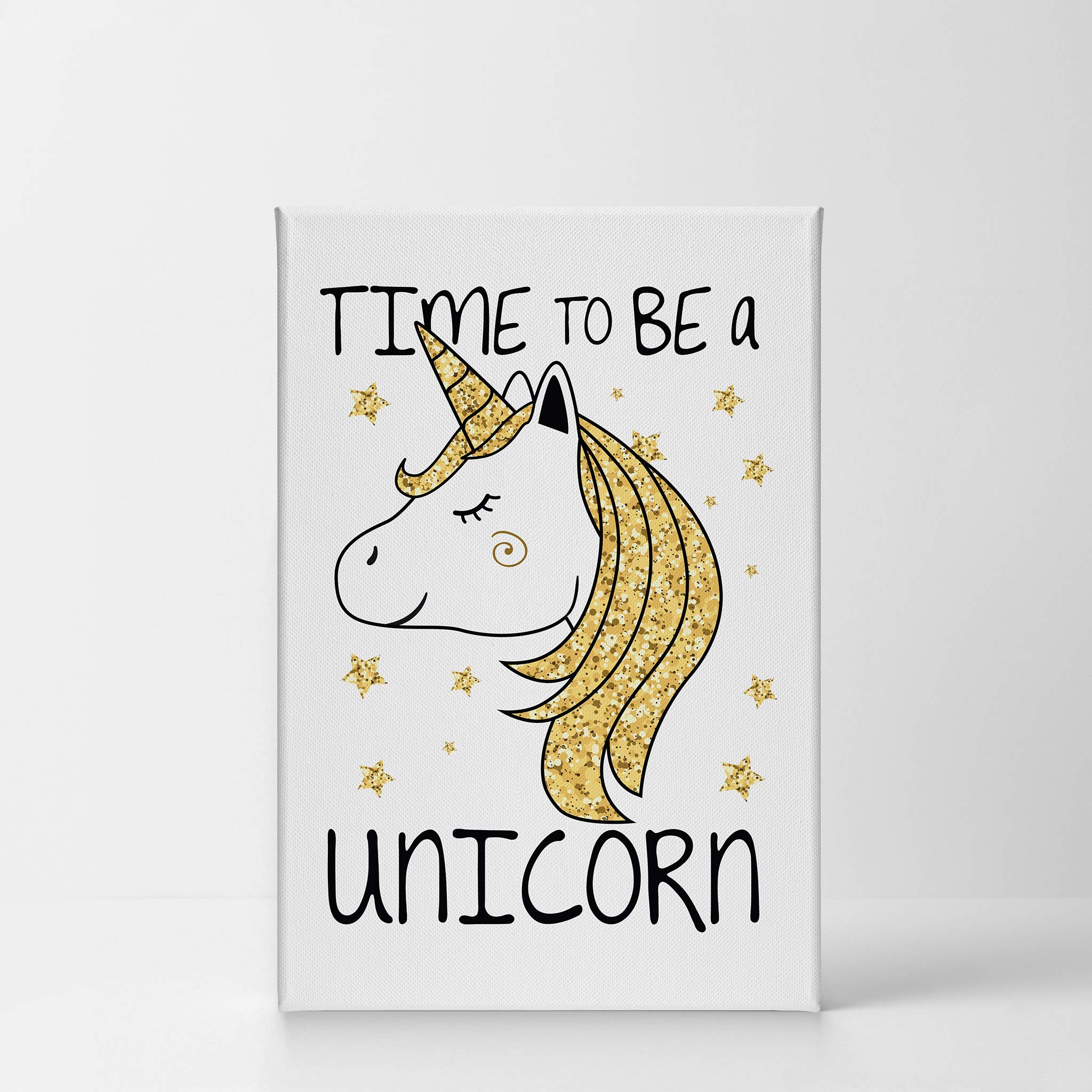 Time To Be A Unicorn Canvas Wall Art - 22x15 Inch Inspirational Quote Print for Kids Room, Nursery & Baby Room Decor | Ready to Hang Made in USA | Perfect for Birthday Gifts & Unicorn Themed Bedrooms