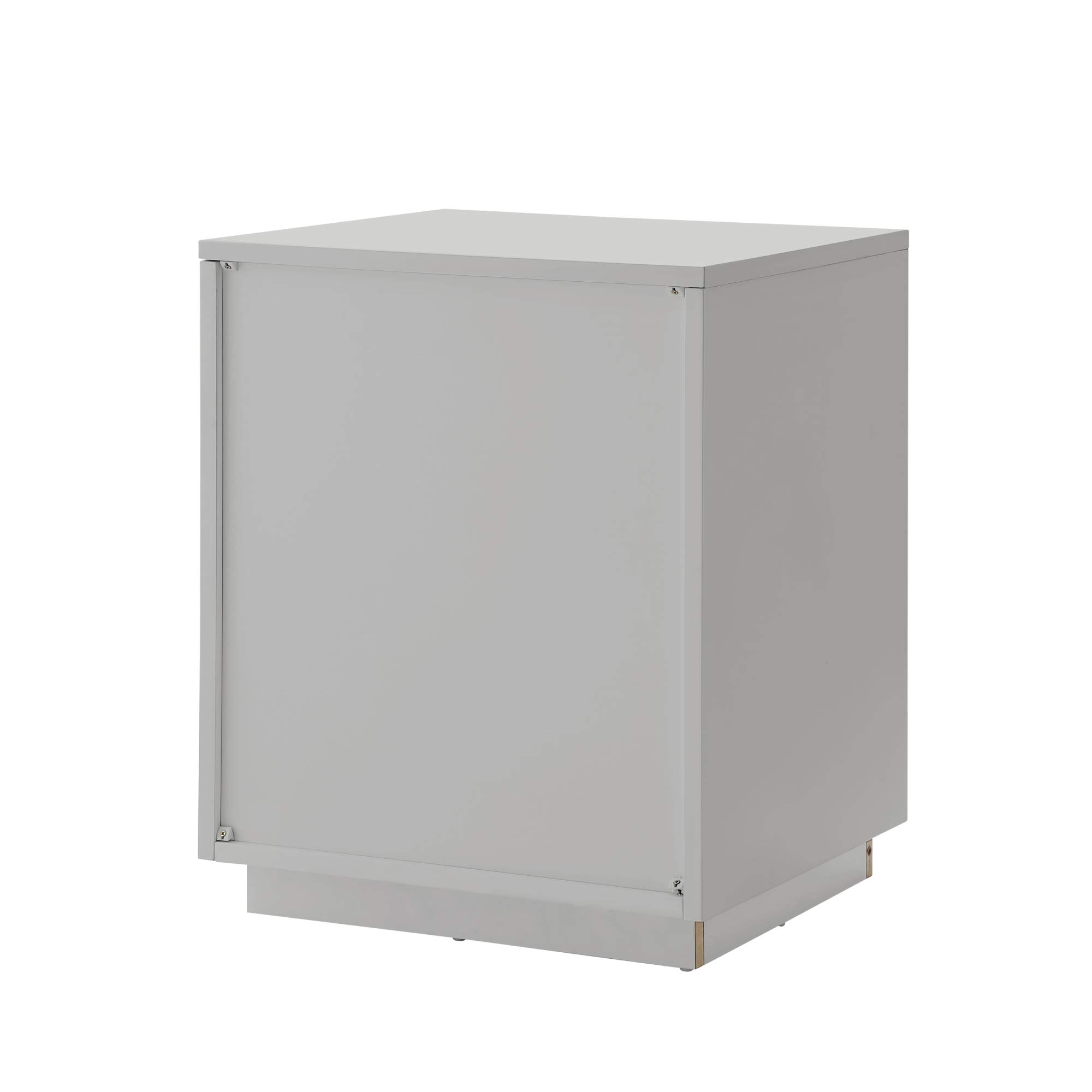 Modern Light Grey Side Table - Accent Table & Nightstand for Living Room, Bedroom & Office - Stylish End Table with Storage Shelf