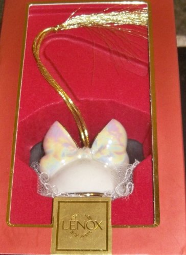 New Lenox Bridal Minnie Mouse Ears Christmas Tree Ornament #772468 - Disney Wedding & Holiday Decor for Xmas Tree, Party, or Gift