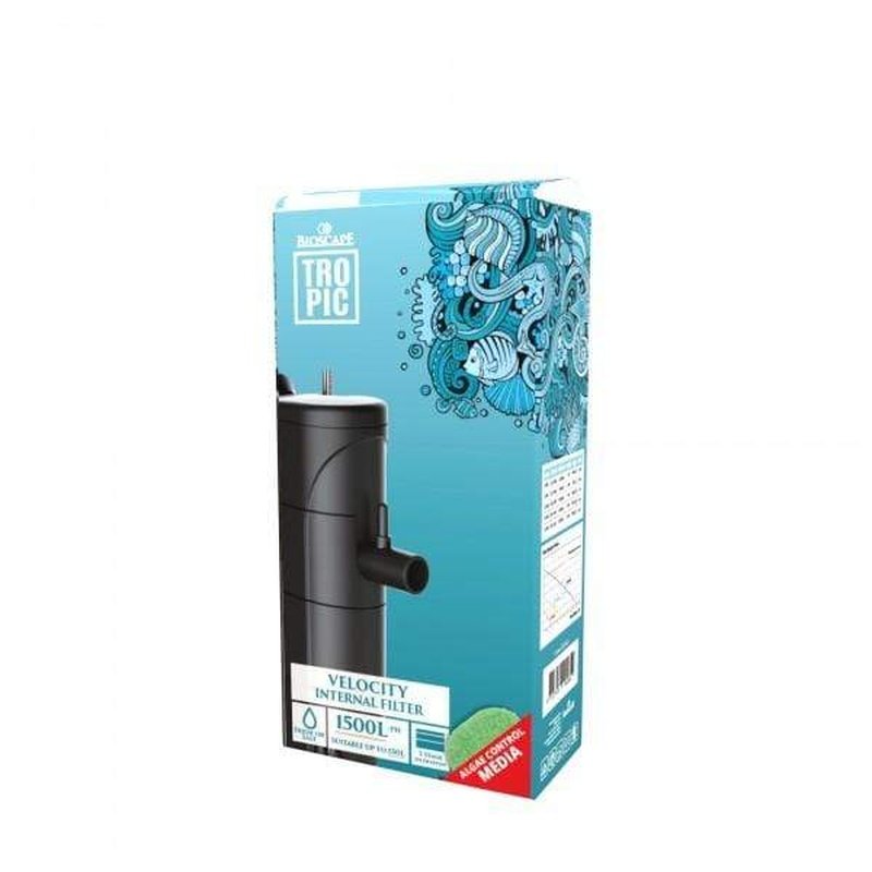 Bioscape Velocity 1500L/hr Internal Aquarium Filter - High Flow Submersible Water Pump for Fish Tank, Pond & Hydroponics - Quiet & Energy Efficient