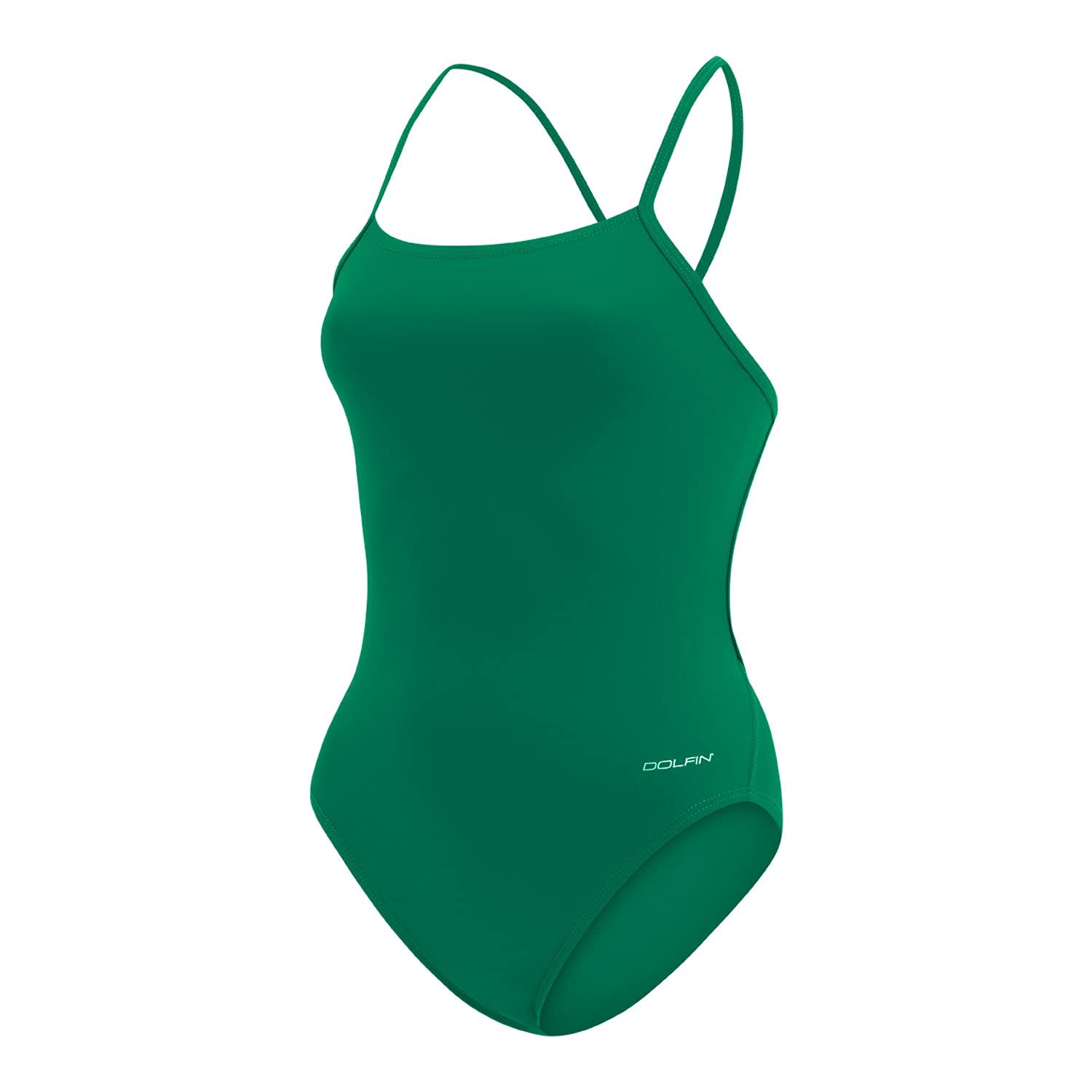 DOLFIN Women's Graphlite Solid Cross Back One Piece Swimsuit - High Support Athletic Swimwear for Lap Swimming, Water Aerobics & Beach Vacations