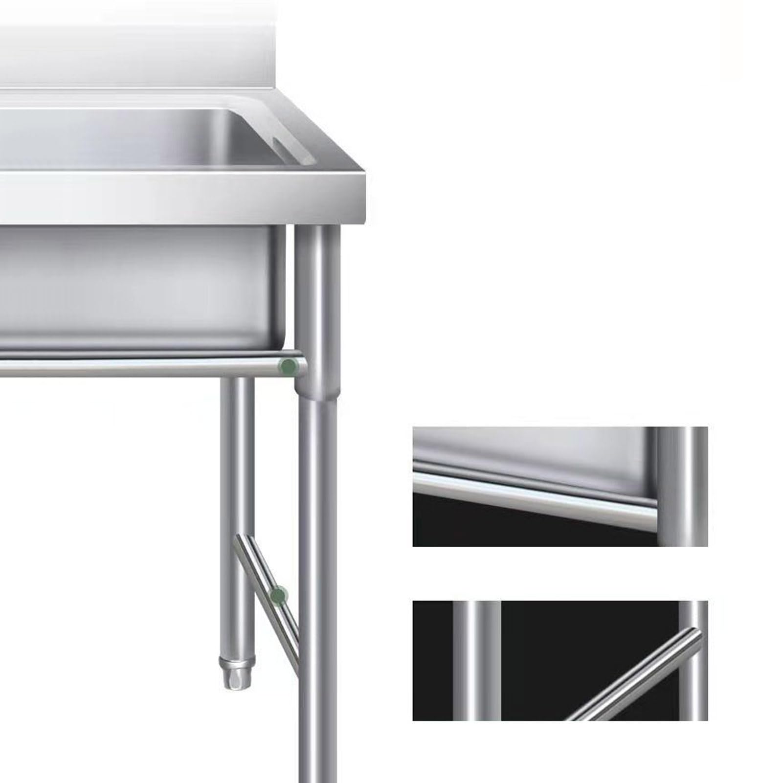 304 Stainless Steel Kitchen Utility Sink with Faucet - 1 Compartment Portable Sink for Restaurant, RV, Camping - Indoor & Outdoor Use (47.2