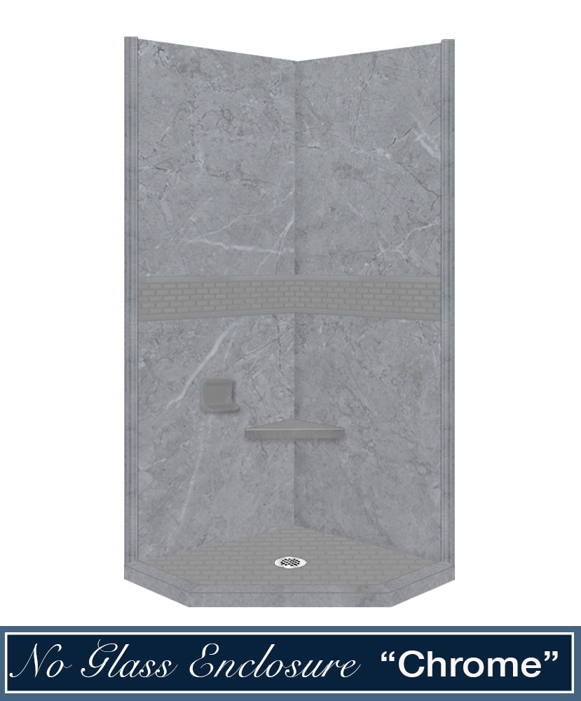 Grio Marble Classic Neo Frameless Shower Enclosure Kit - Waterproof Bathroom Upgrade for Modern Homes & Luxury Hotels