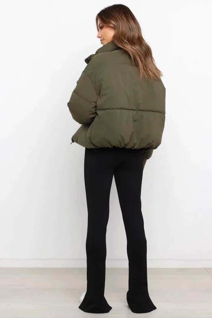 Women's Winter Puffer Down Jacket - Long Sleeve Full Zip Hooded Coat with Pockets, Oversized Short Padded Parka for Cold Weather - Perfect for Snowboarding, Skiing & Daily Winter Wear