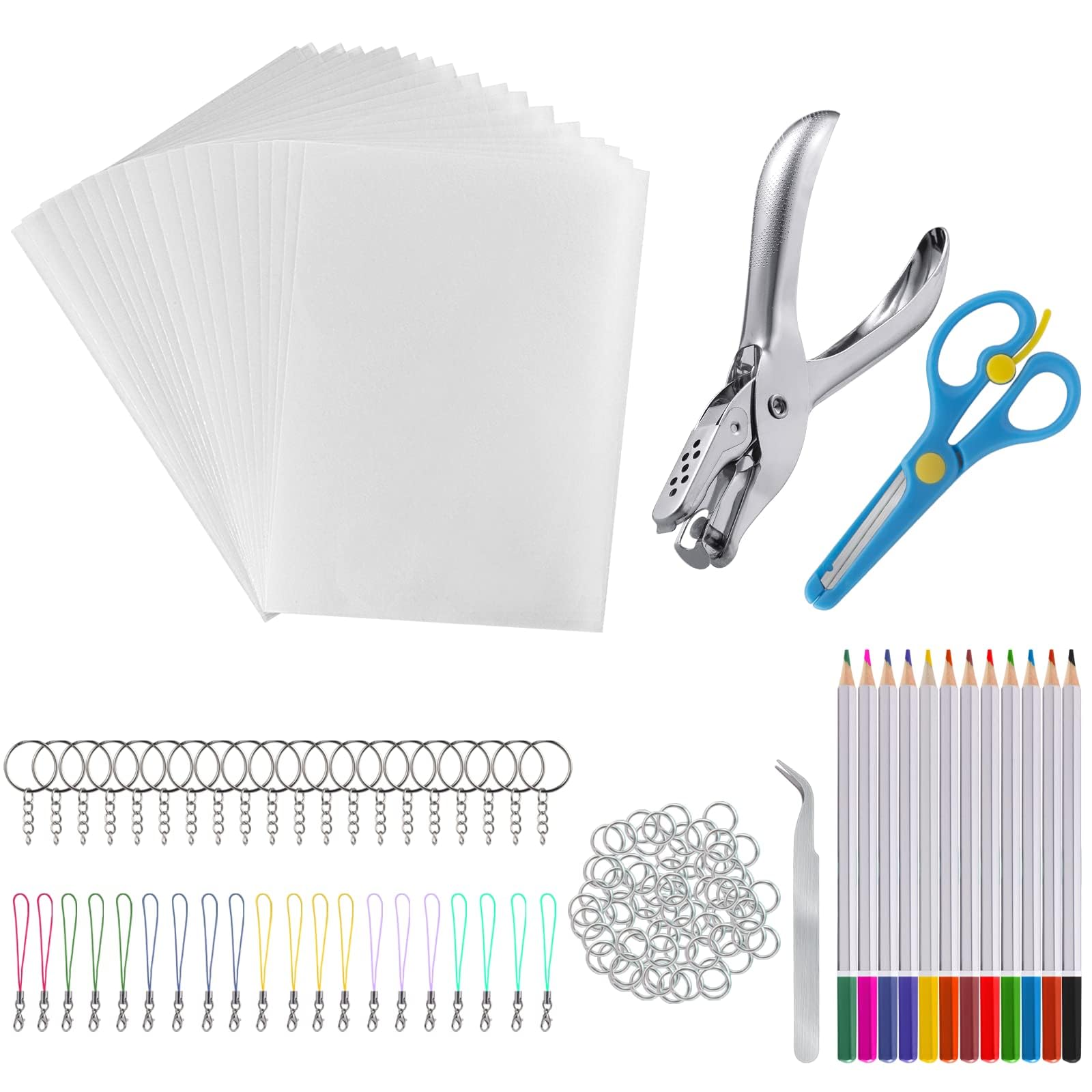 Shrinky Dinks Craft Kit - 25pcs Shrink Plastic Sheets with Tools for DIY Keychains, Jewelry & Art Projects | Heat Activated Shrink Film for Creative Crafts, Gifts & School Activities