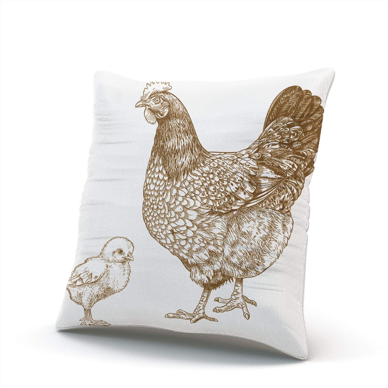 Chicken and Chick Printed Pillow Cover - 20x20 Inches Square Throw Pillow Case with Hidden Zipper, Double-Sided Decorative Design | Perfect for Farmhouse Decor, Nursery Accents & Cozy Home Styling