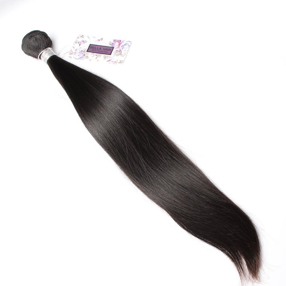 Bella Hair 100% Human Hair Weave Bundles - Peruvian Virgin Remy Hair 8-34 Inches, Silky Straight, Natural Black Color (28