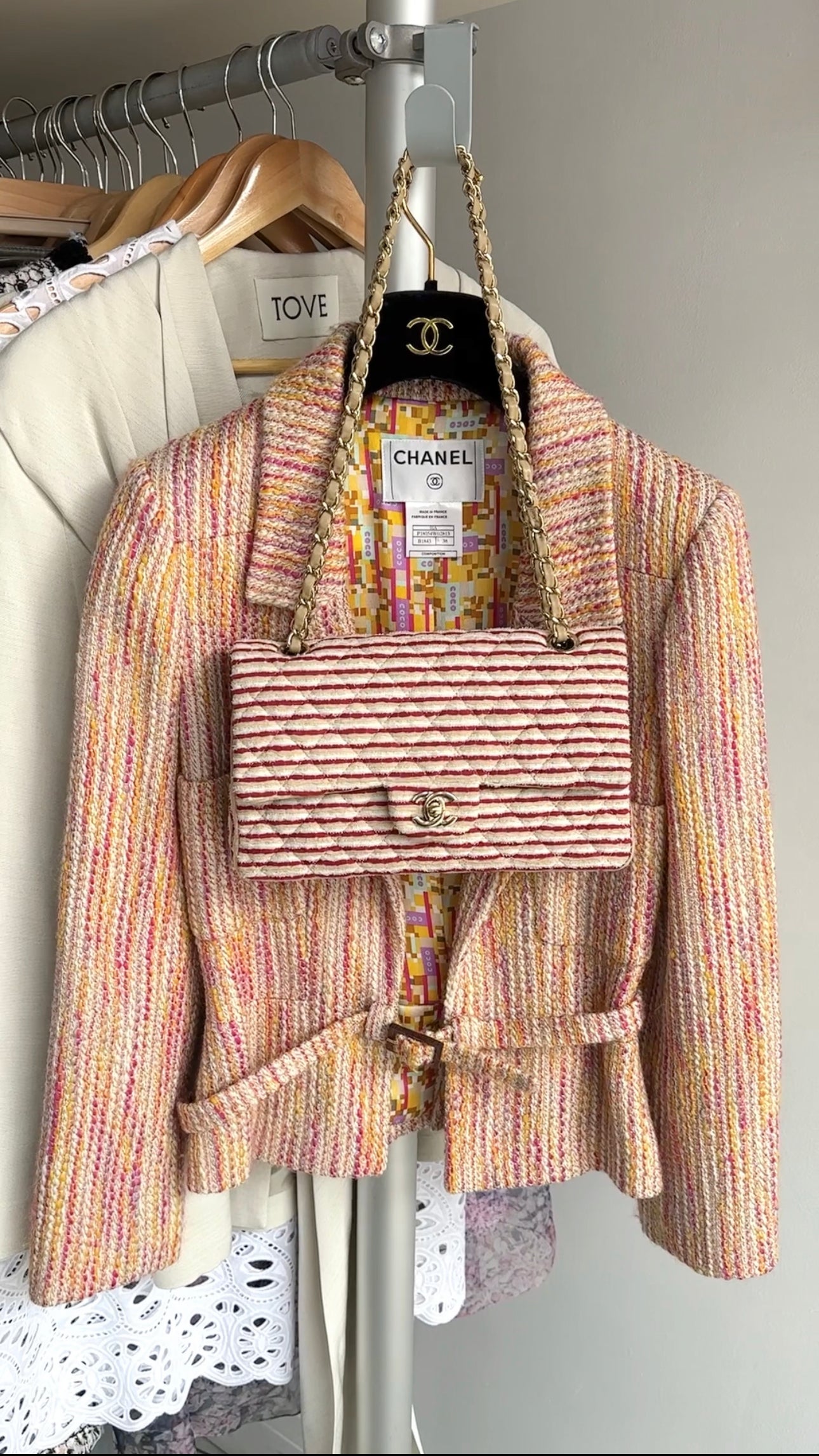 Chanel Coco Sailor Medium Classic Double Flap Bag with Fabric Stripe - Luxury Designer Handbag for Women, Perfect for Parties, Dating & Everyday Use