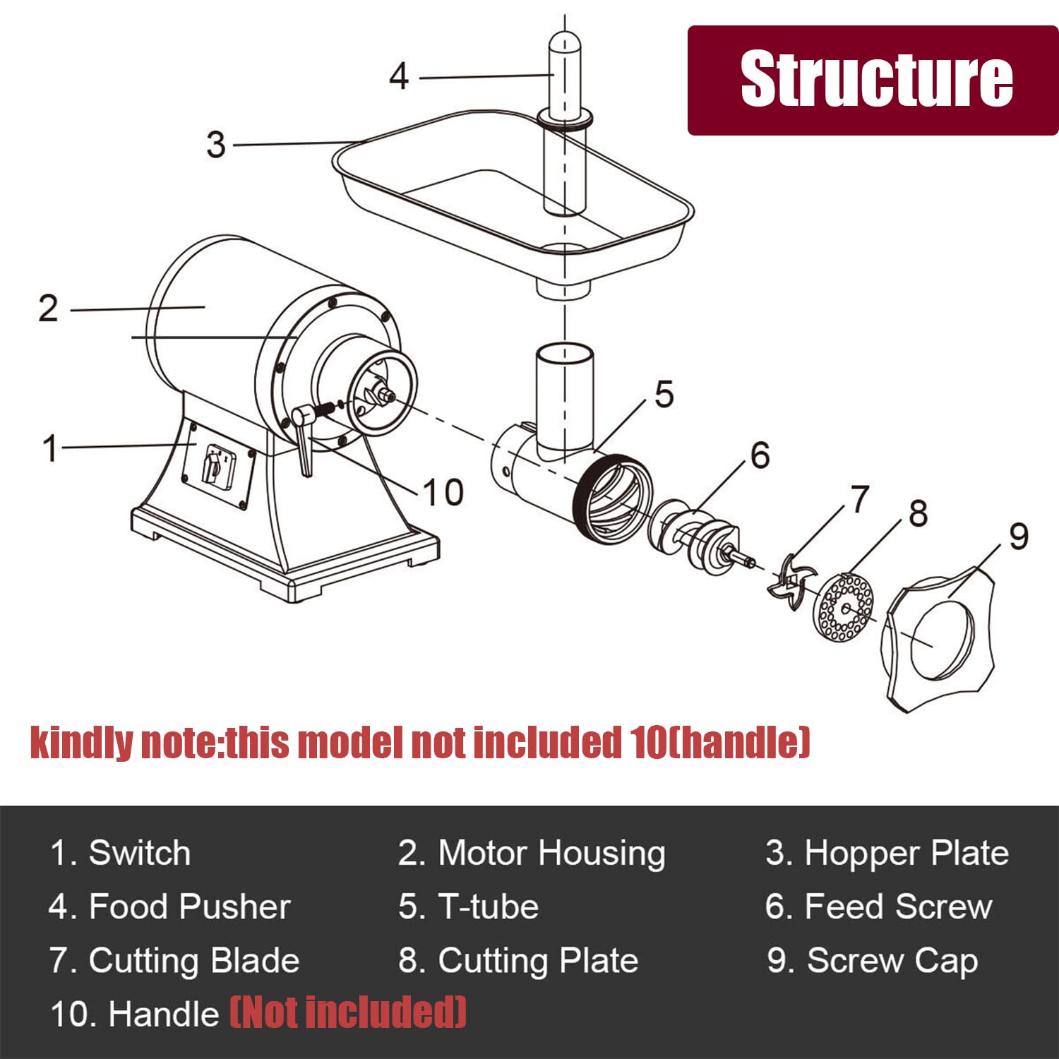 Commercial Meat Grinder 550Lb/H - 1100W Heavy Duty Stainless Steel Electric Food Grinder & Mincer - Industrial Sausage Stuffer Maker with 2 Blades, 3 Grinding Plates & Sausage Tubes - Perfect for Butcher Shops, Restaurants & Home Kitchens