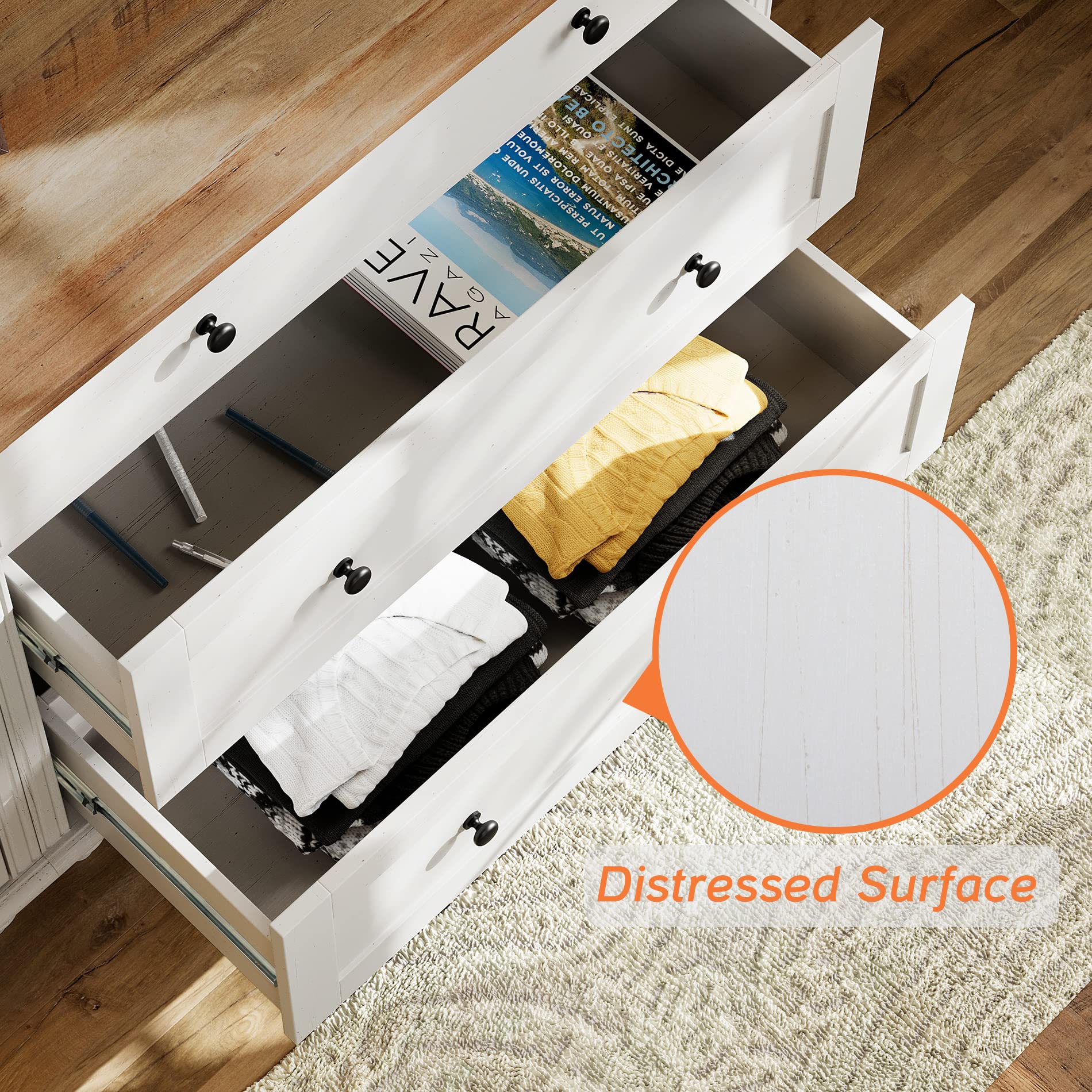 WAMPAT 3-Drawer Dresser for Bedroom - White Mid Century Modern Wooden Chest of Drawers - Kids Dresser & Storage Organizer for Nursery, Living Room, Hallway - Perfect for Clothes, Toys & Home Organization