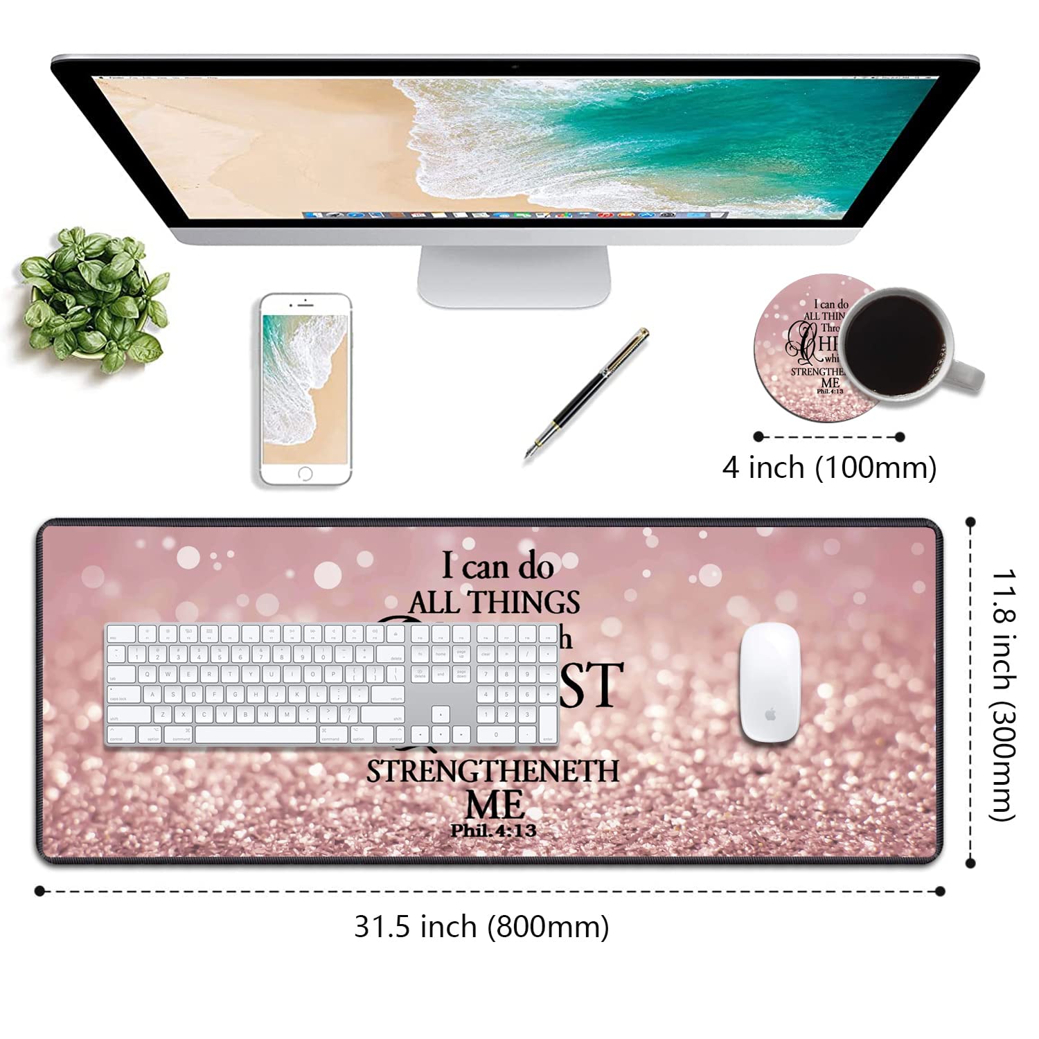 XXL Gaming Mouse Pad with Non-Slip Base & Stitched Edge - 31.5