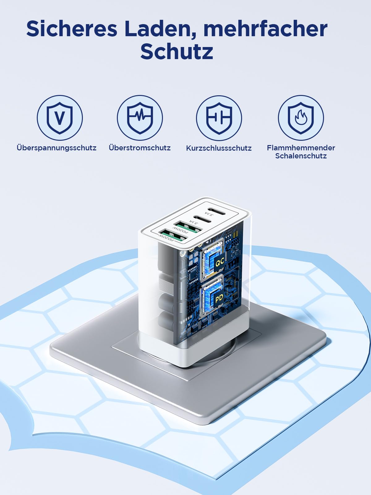 Aioneus 40W 4-Port USB C Fast Charger with PD 3.0 - Dual USB-C & USB-A Ports for iPhone 16/15/14 Pro Max/13/12/11/SE/XS/XR/8/7, Samsung Galaxy - Perfect for Home, Office & Travel Charging Multiple Devices Simultaneously