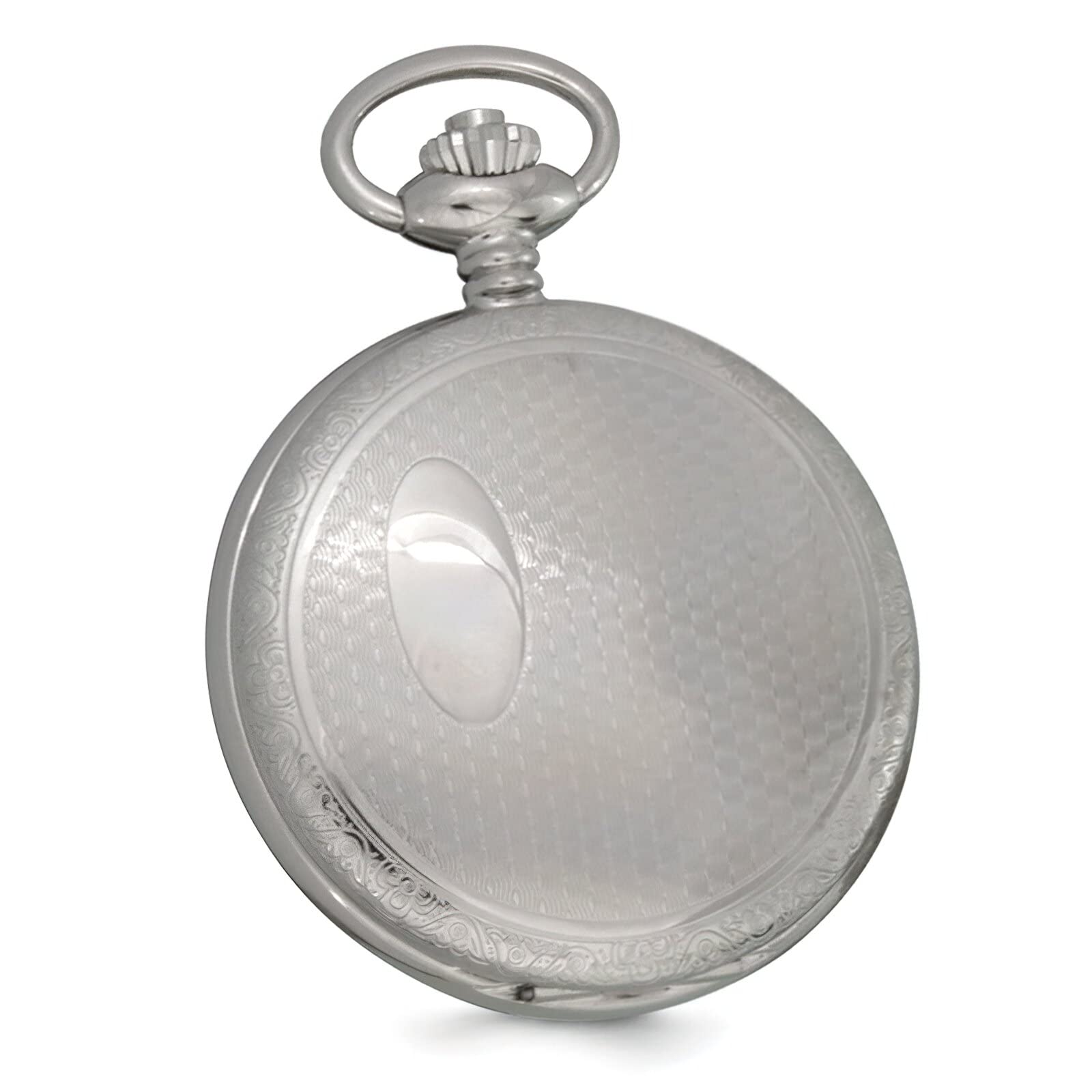 Vintage Chrome Plated Brass Pocket Watch with Chain - Classic Antique Style for Men's Formal Wear, Steampunk Costume & Collector's Display