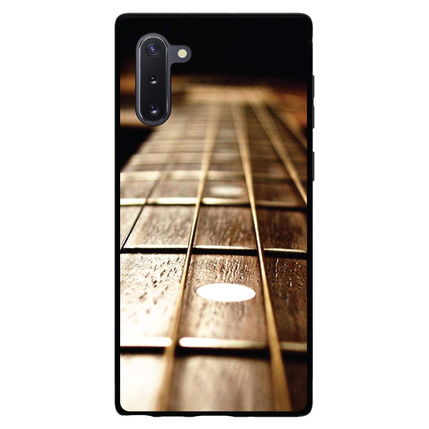 DistinctInk Ultra Slim Hard Plastic Case for Samsung Galaxy Note 10 (6.3 Inch) - Custom Black Cover with Guitar Strings Design - Perfect for Daily Use, Travel & Work Protection