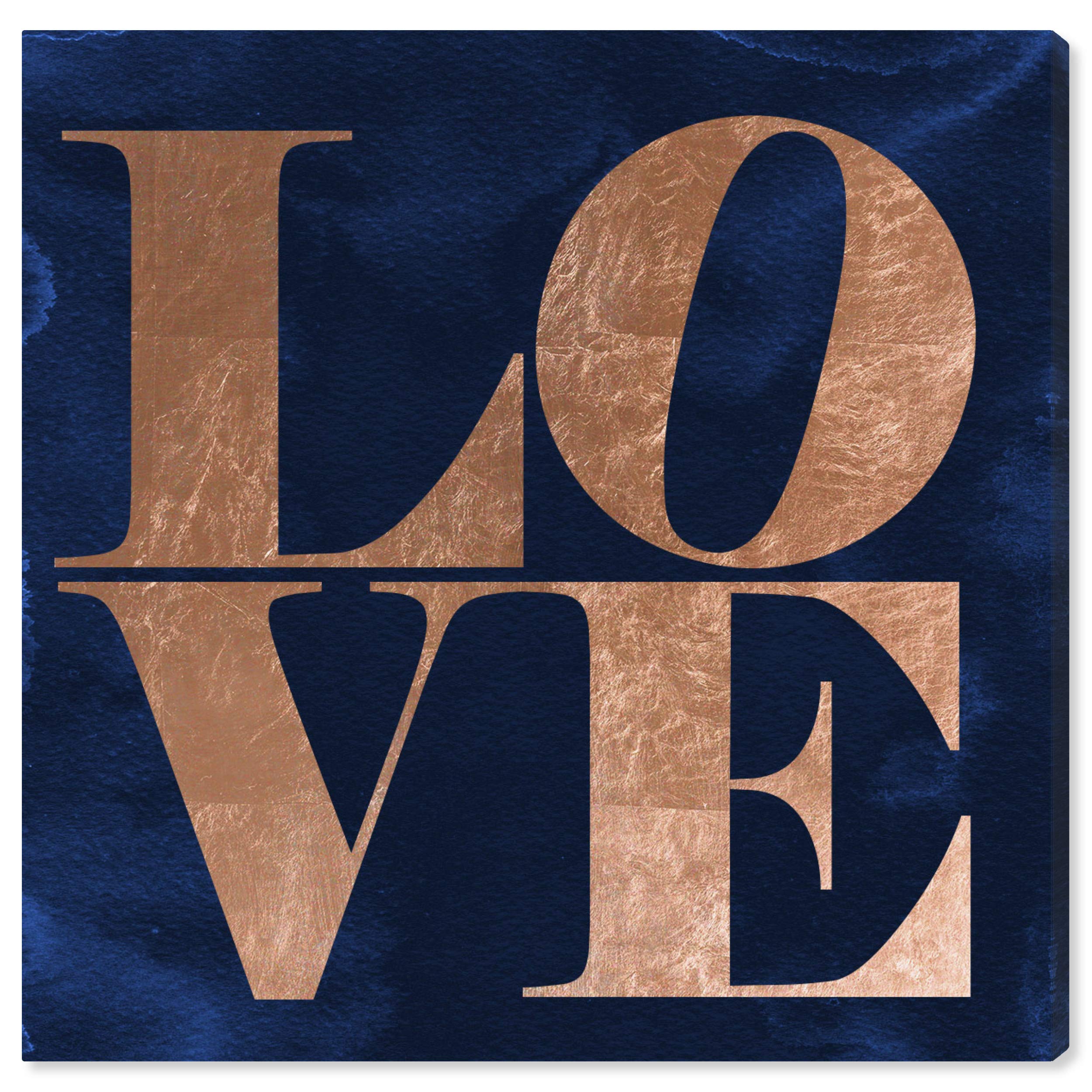Oliver Gal Artist Co. 'Solid Gold Copper' Typography Wall Art Canvas Print - 30x30 Inches, Blue Home Decor for Living Room, Bedroom & Office