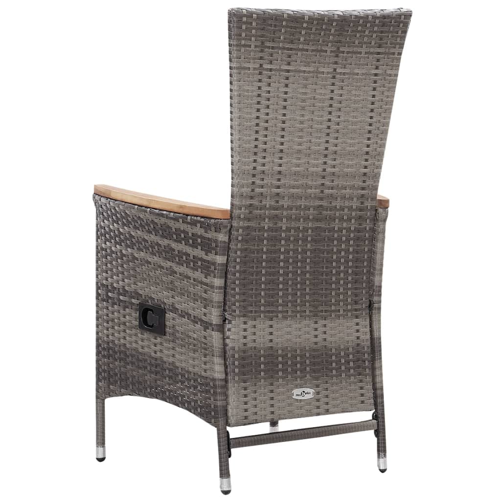 vidaXL 3-Piece Patio Lounge Set with Cushions - Gray Poly Rattan Outdoor Sofa for Garden, Balcony, Backyard & Terrace - Durable Weather-Resistant Home Furniture for Relaxing & Entertaining