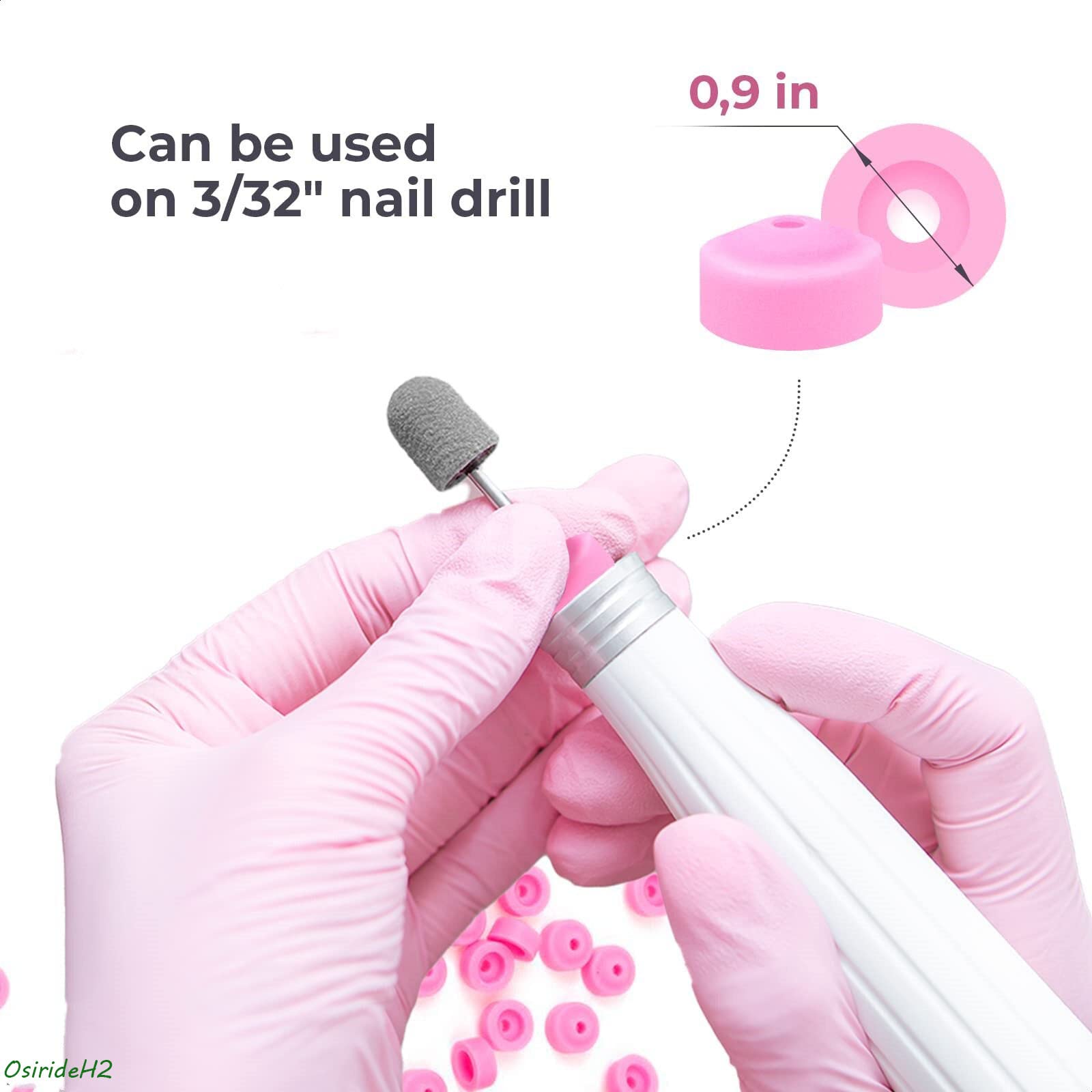OSIRIDEH2 Nail Drill Dust Guard - 10pcs Pink for Nail Art & Salon Use