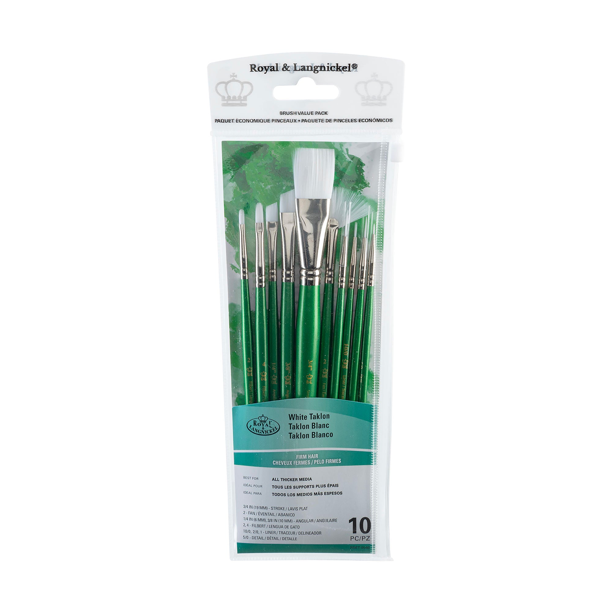 10 Pack White Taklon Paint Brushes - Assorted Sizes for Acrylic, Watercolor & Oil Painting - Perfect for Artists, Beginners & DIY Craft Projects